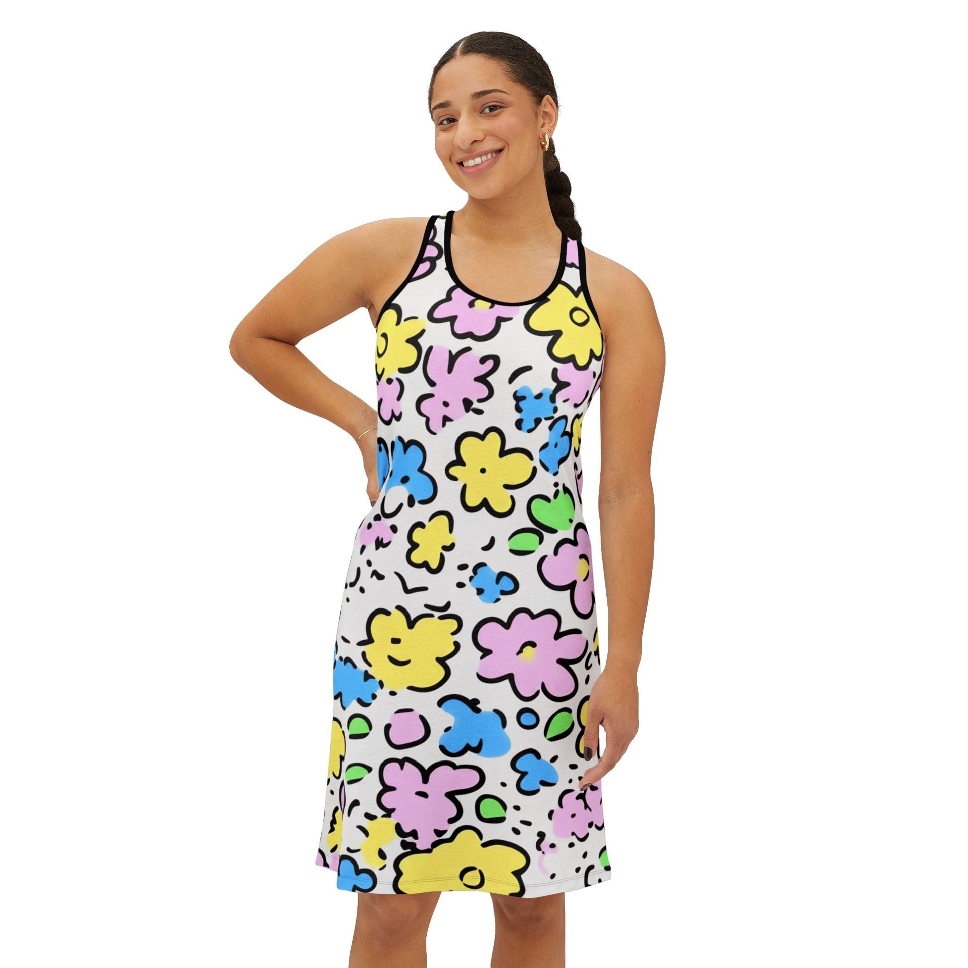 Colorful Floral Tank Dress, Artsulli - Art is Long, Life is Short, Tank Top, , , , , , , 
