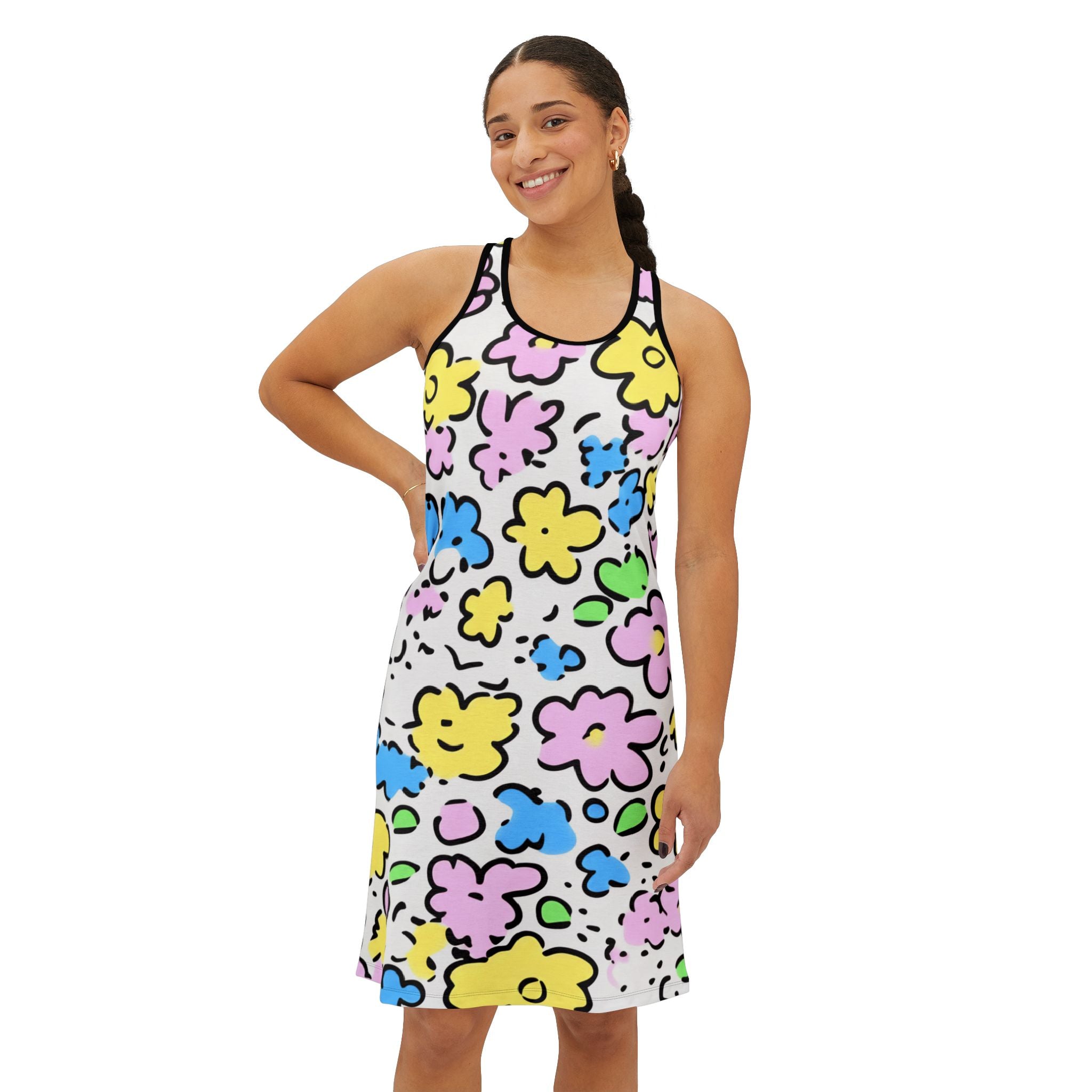 Colorful Floral Tank Dress, Artsulli - Art is Long, Life is Short, Tank Top, , , , , , , 