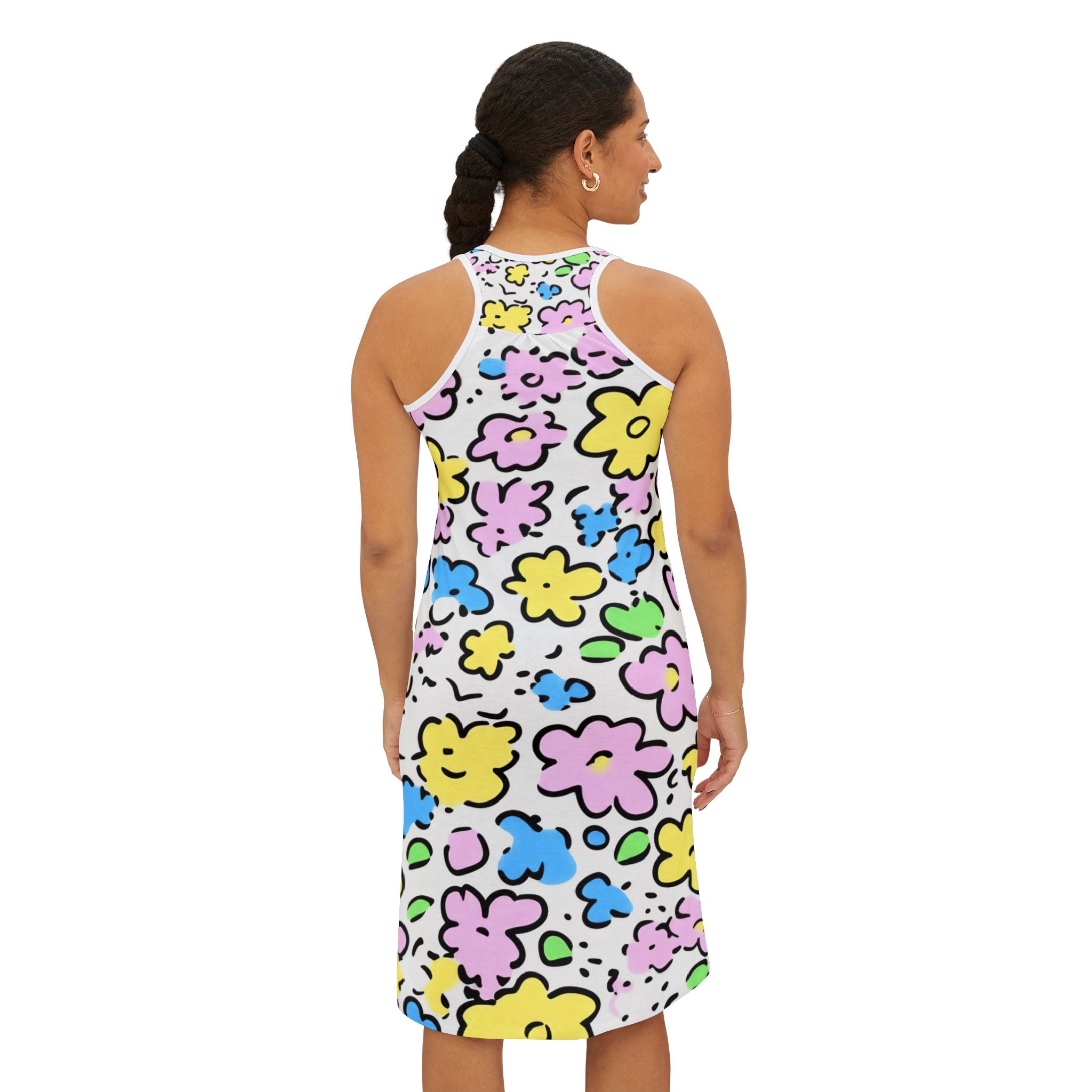Colorful Floral Tank Dress, Artsulli - Art is Long, Life is Short, Tank Top, , , , , , , 
