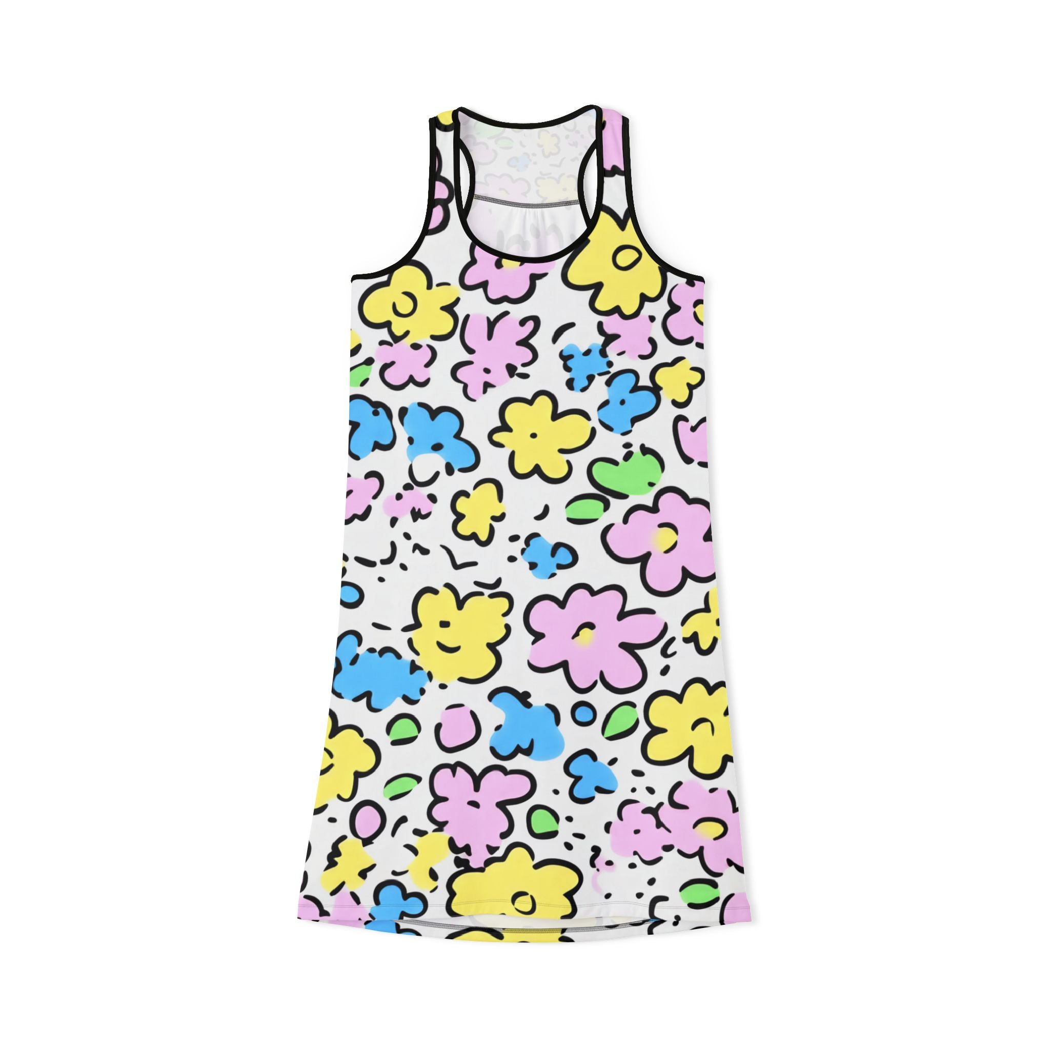 Colorful Floral Tank Dress, Artsulli - Art is Long, Life is Short, Tank Top, Size, XS, Color, Black, , , 33399165097047834778