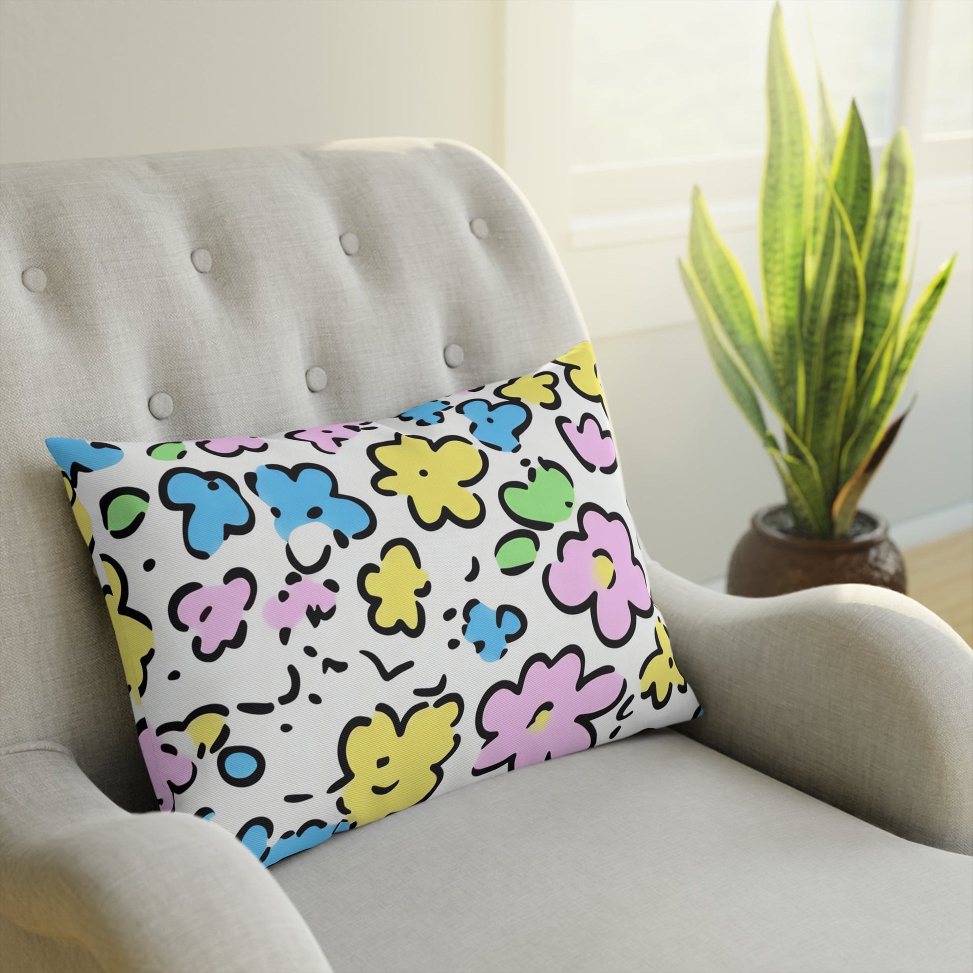 Colorful Floral Throw Pillow, Artsulli - Art is Long, Life is Short, Home Decor, , , , , , , 