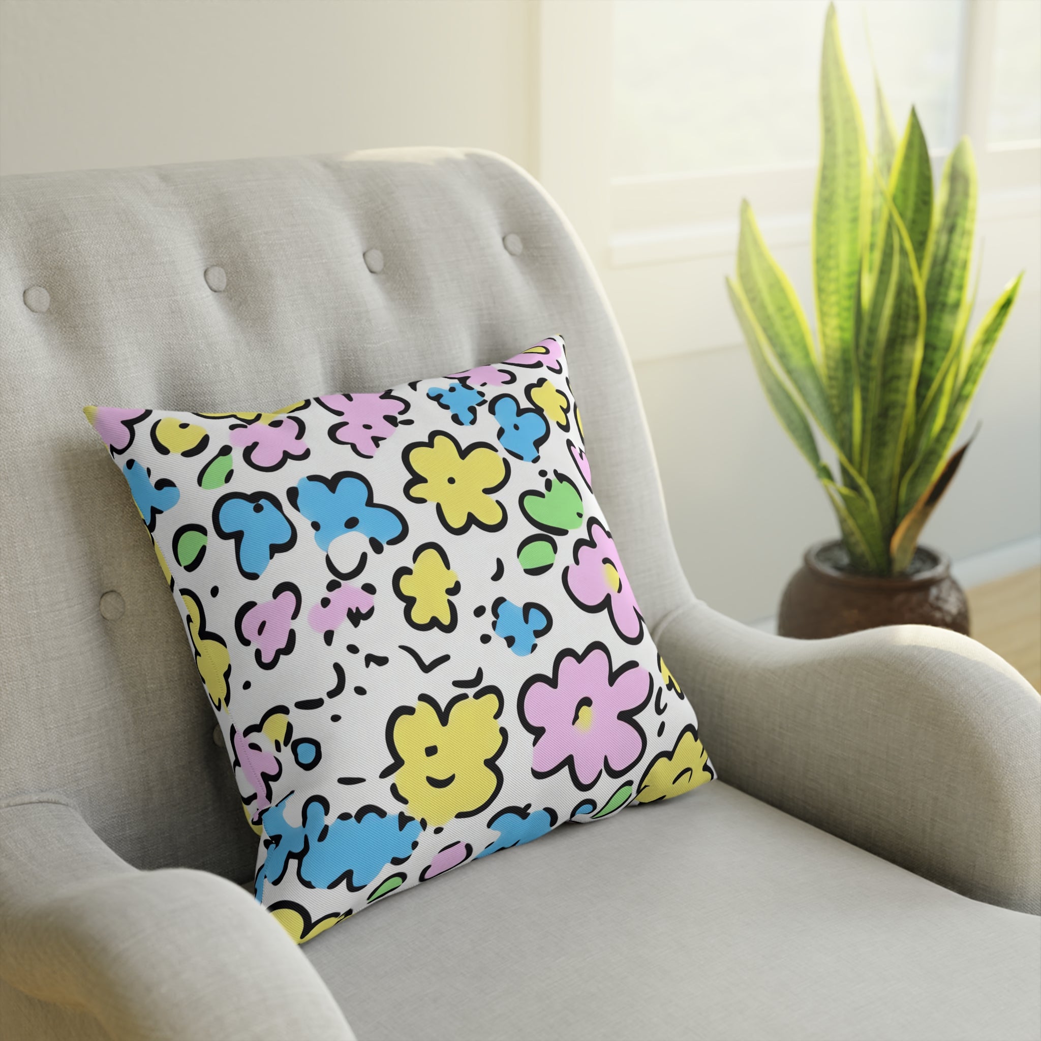 Colorful Floral Throw Pillow, Artsulli - Art is Long, Life is Short, Home Decor, , , , , , , 