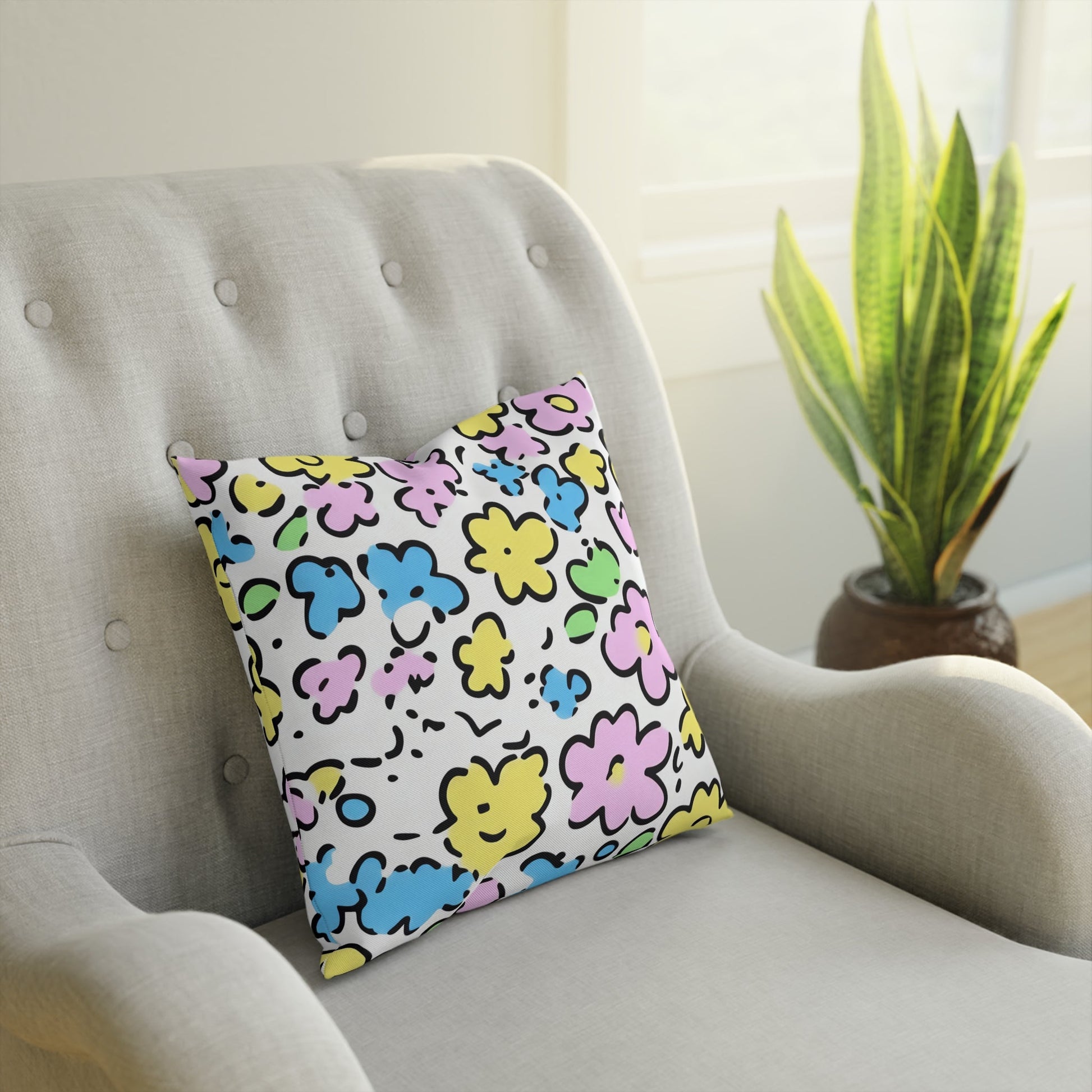 Colorful Floral Throw Pillow, Artsulli - Art is Long, Life is Short, Home Decor, , , , , , , 