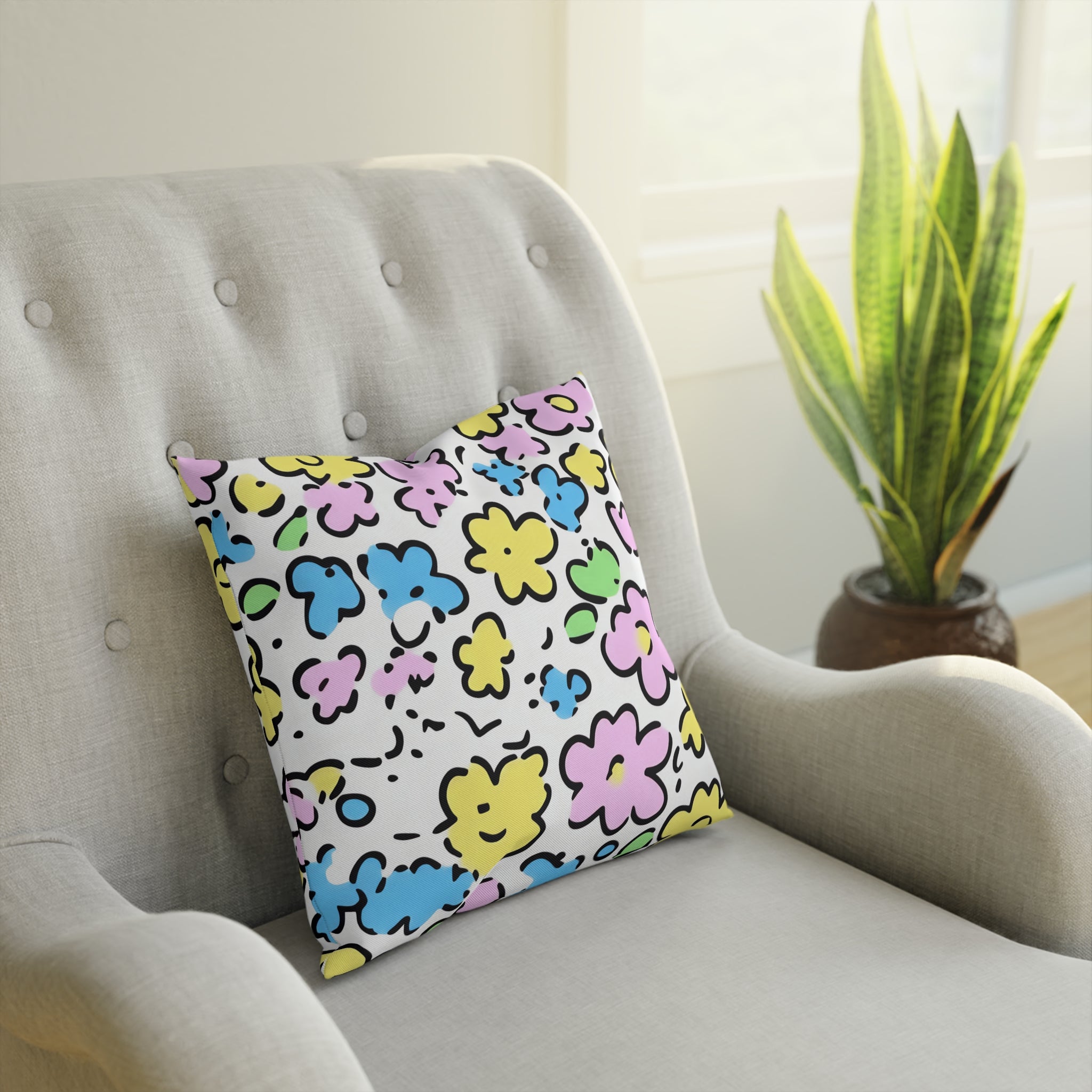Colorful Floral Throw Pillow, Artsulli - Art is Long, Life is Short, Home Decor, , , , , , , 