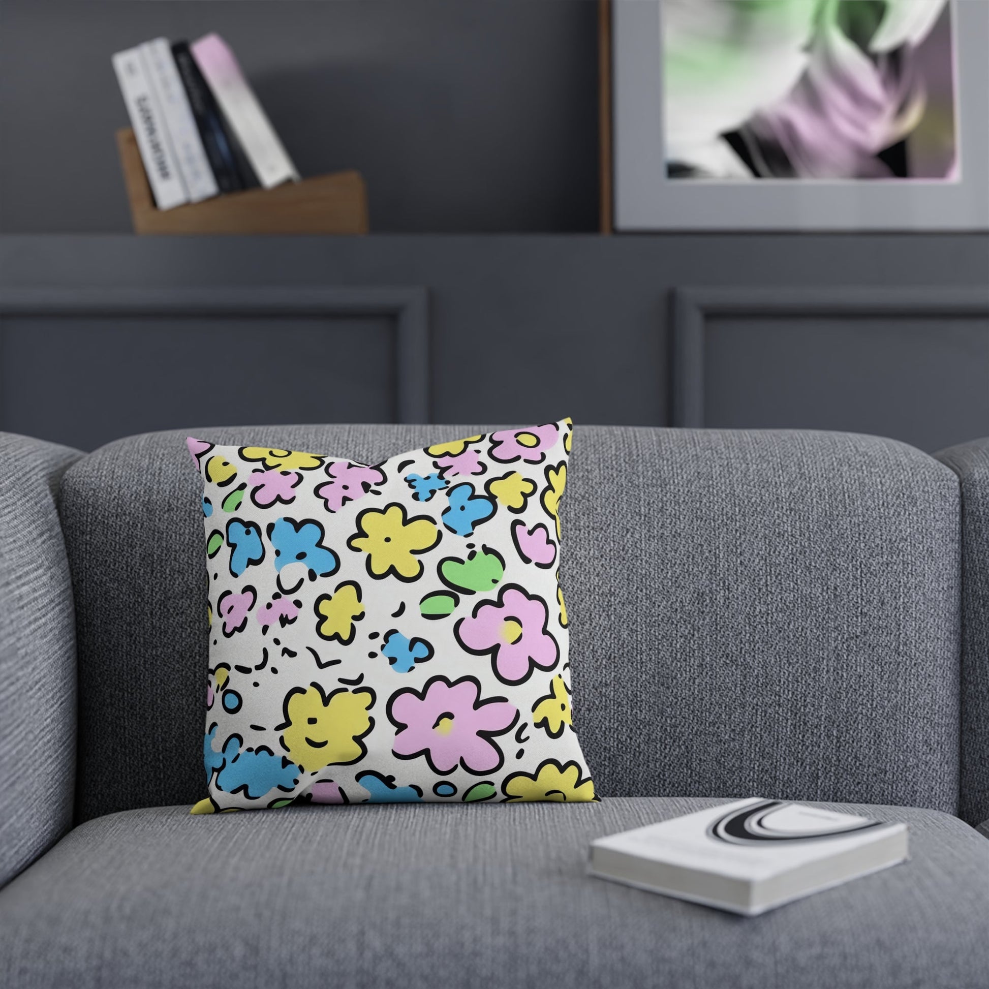 Colorful Floral Throw Pillow, Artsulli - Art is Long, Life is Short, Home Decor, , , , , , , 