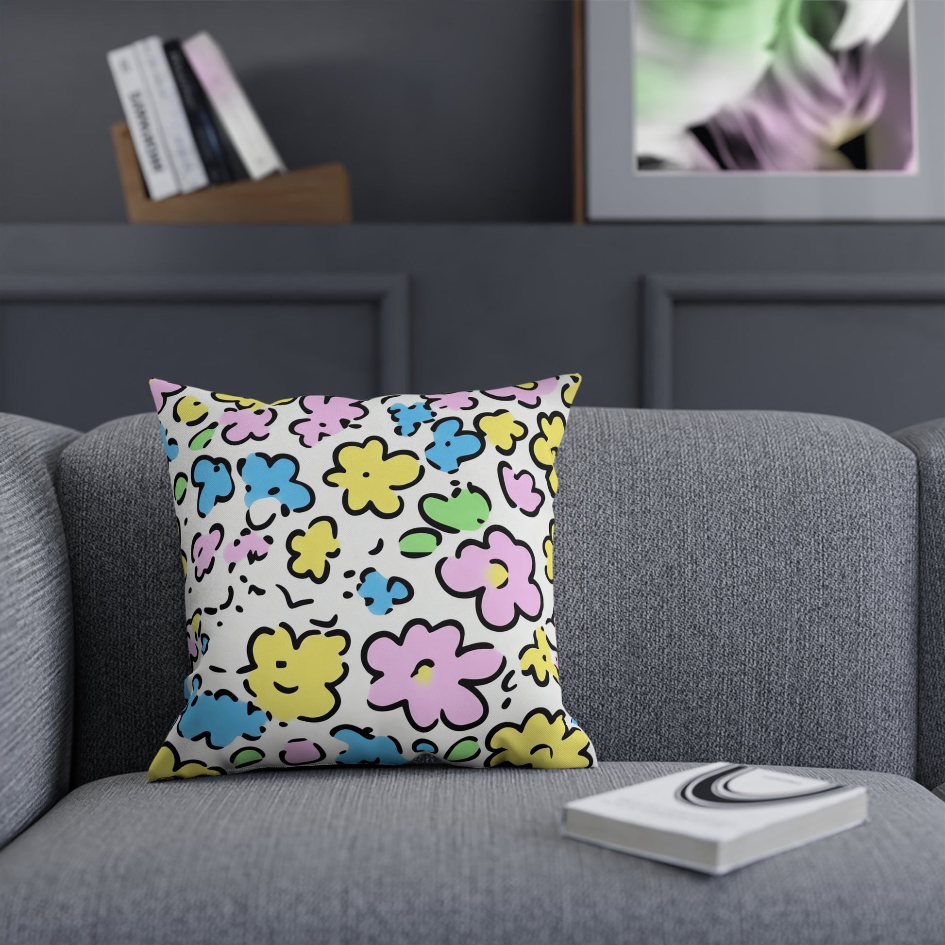 Colorful Floral Throw Pillow, Artsulli - Art is Long, Life is Short, Home Decor, , , , , , , 
