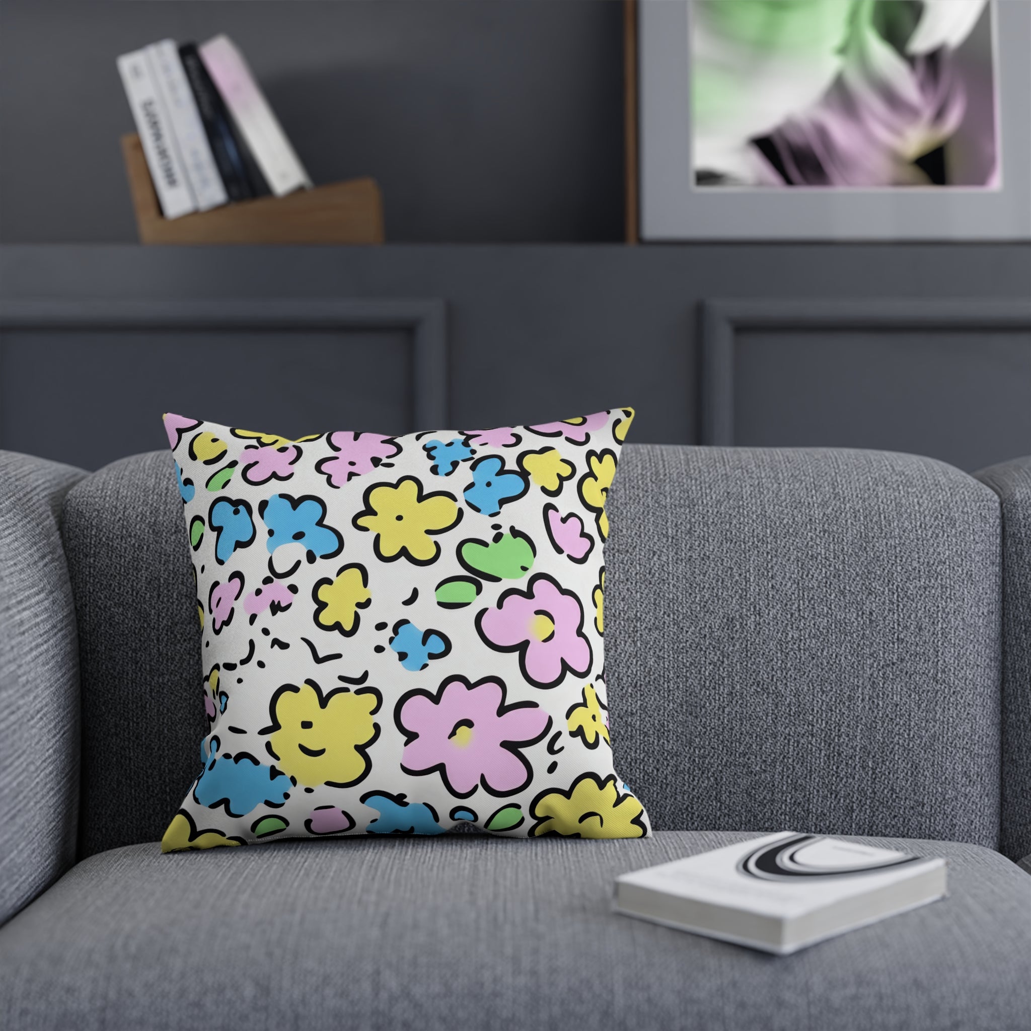 Colorful Floral Throw Pillow, Artsulli - Art is Long, Life is Short, Home Decor, , , , , , , 