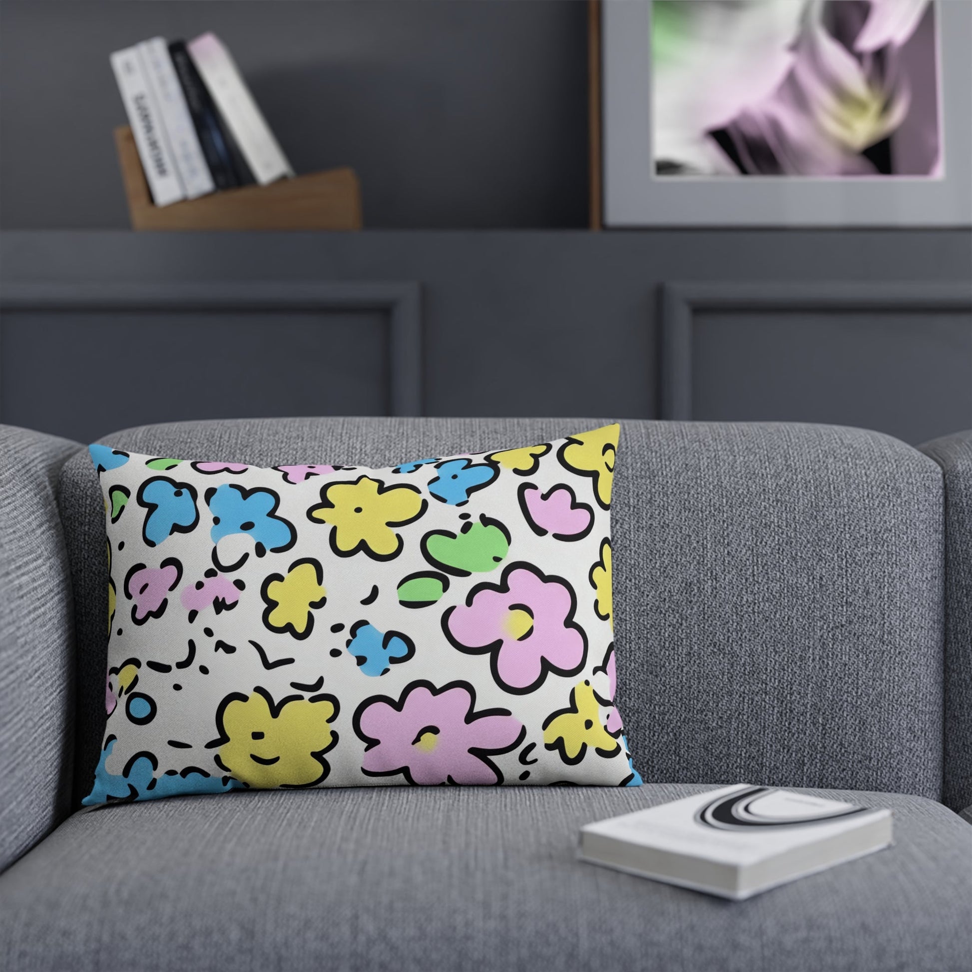 Colorful Floral Throw Pillow, Artsulli - Art is Long, Life is Short, Home Decor, , , , , , , 