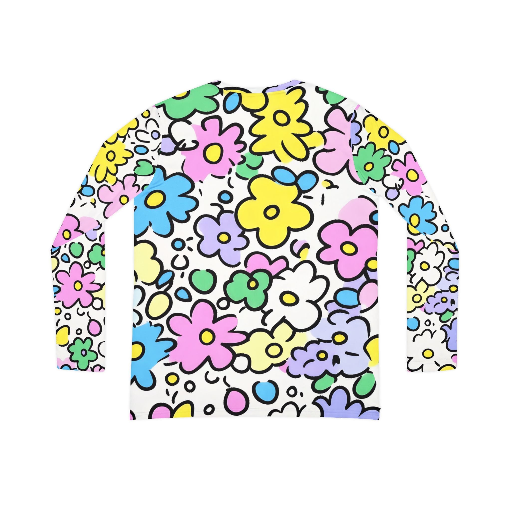 Colorful Floral V-Neck Long Sleeve Shirt, Artsulli - Art is Long, Life is Short, All Over Prints, , , , , , , 