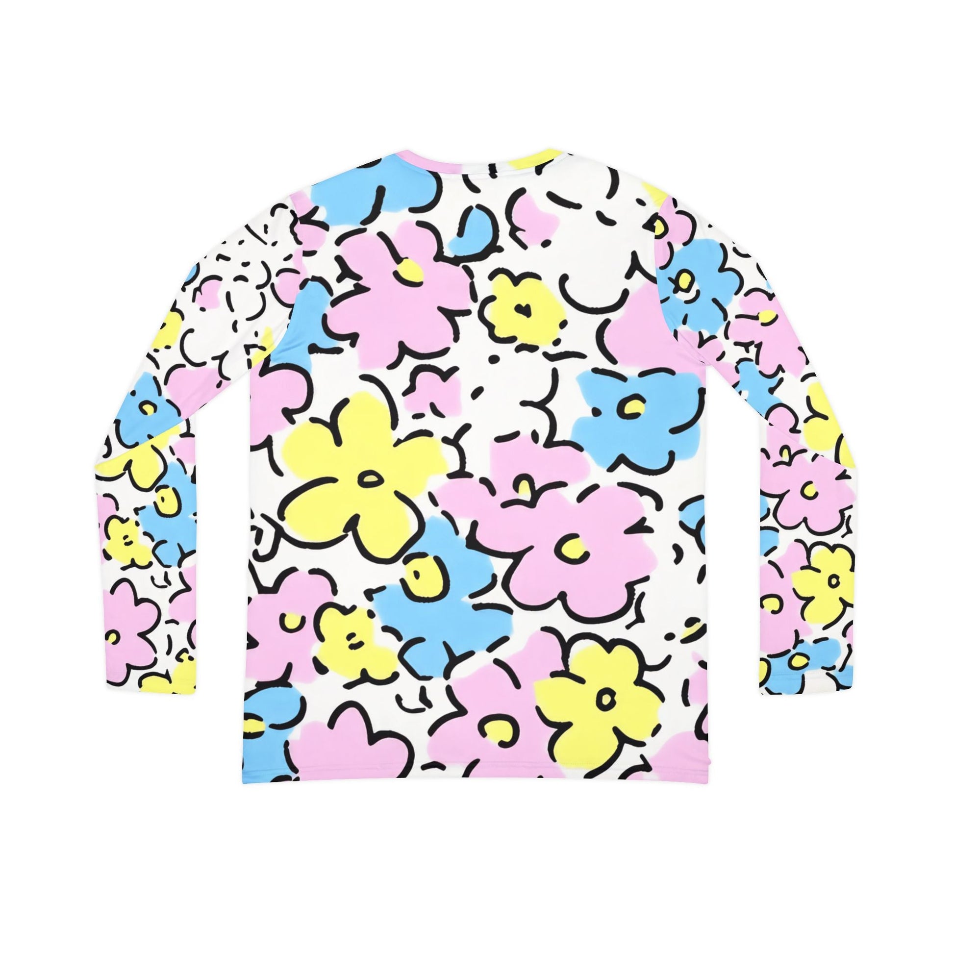 Colorful Floral V-Neck Long Sleeve Top, Artsulli - Art is Long, Life is Short, All Over Prints, , , , , , , 