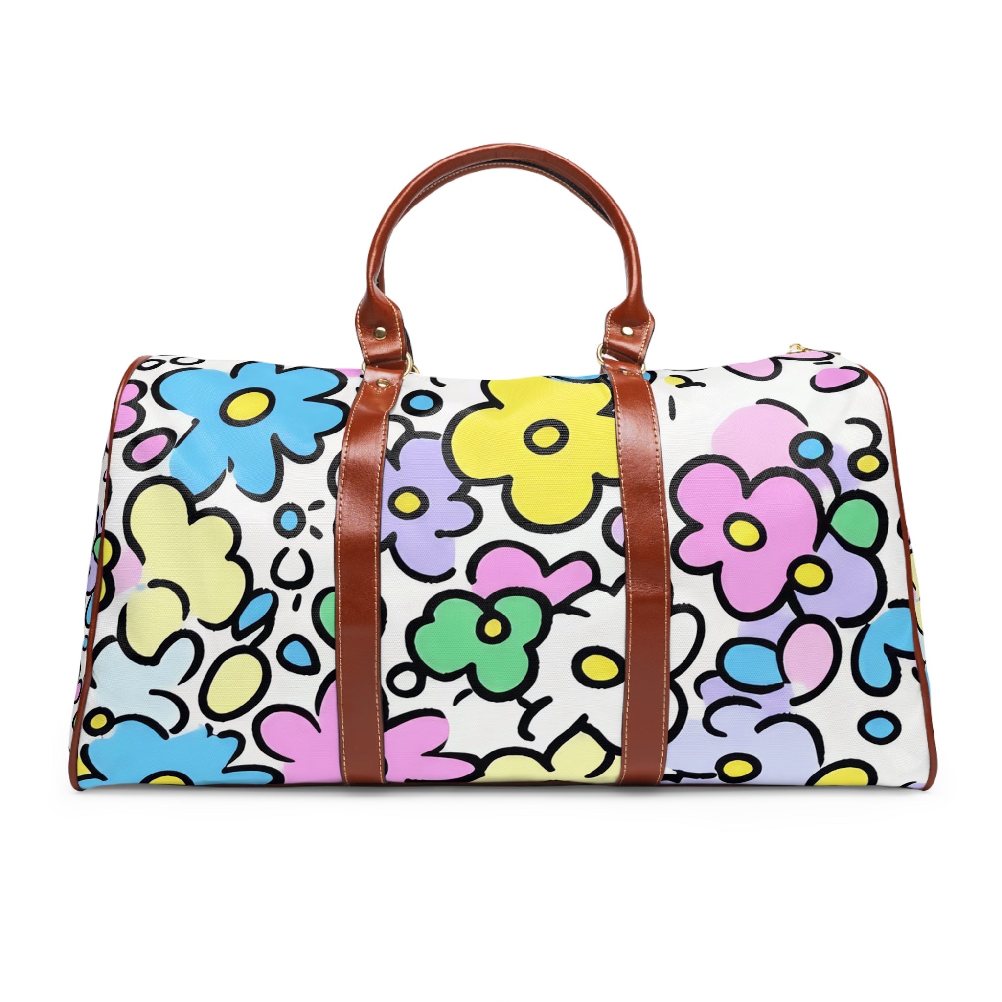 Colorful Floral Waterproof Travel Bag, Artsulli - Art is Long, Life is Short, Bags, Size, 20" x 12", Color, Brown, , , 32730891080306338302