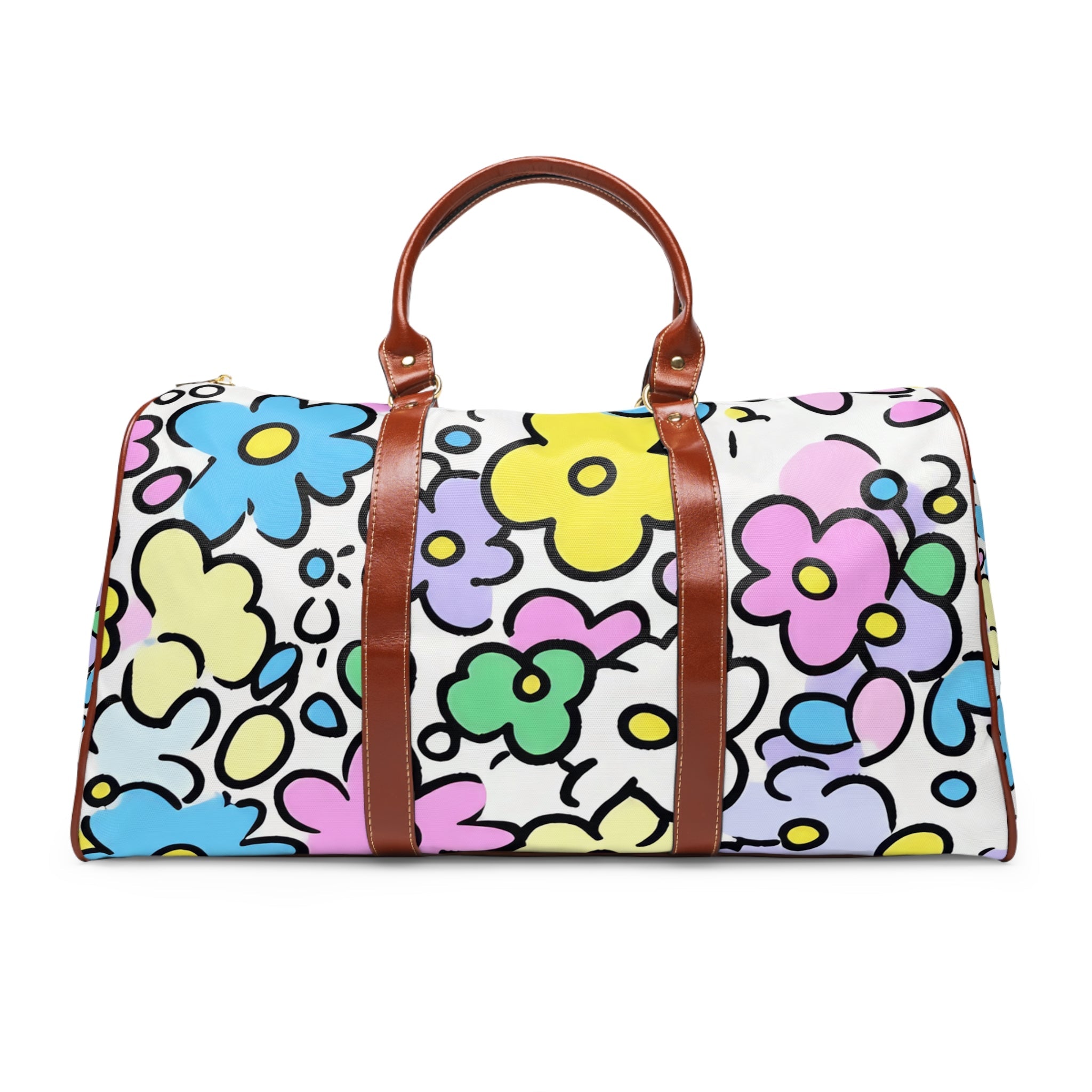 Colorful Floral Waterproof Travel Bag, Artsulli - Art is Long, Life is Short, Bags, , , , , , , 
