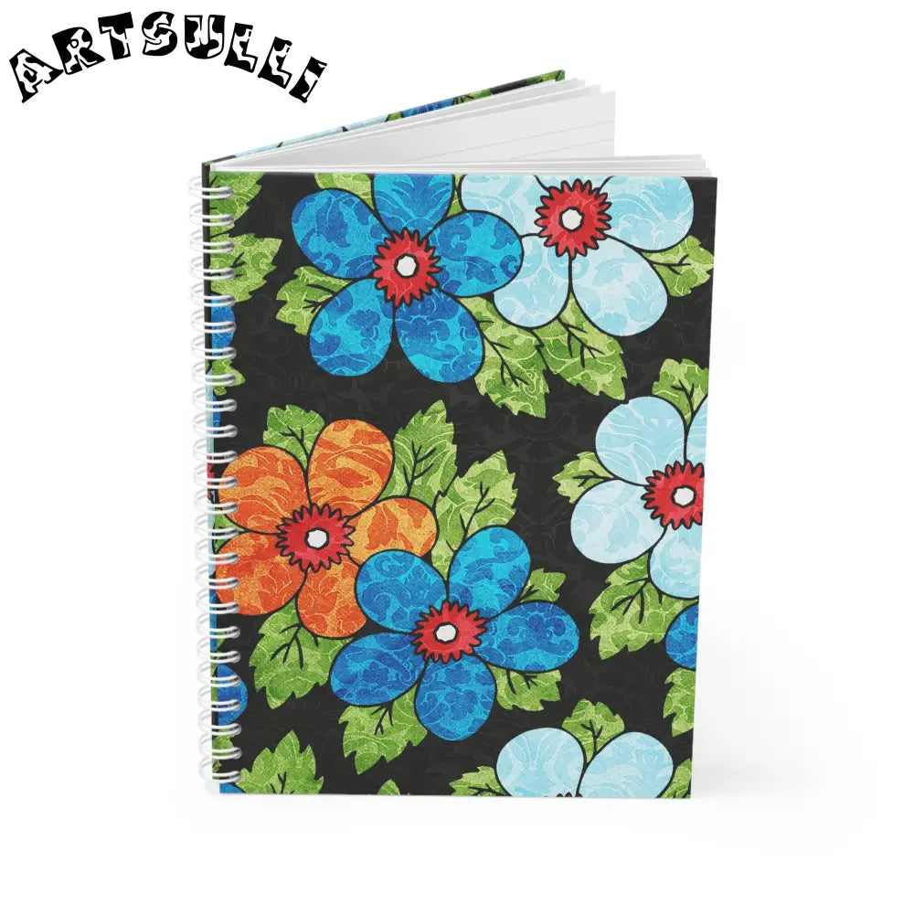 JAKKOUTTHEBXX Colorful Floral Wide-Ruled Spiral Notebook 2025