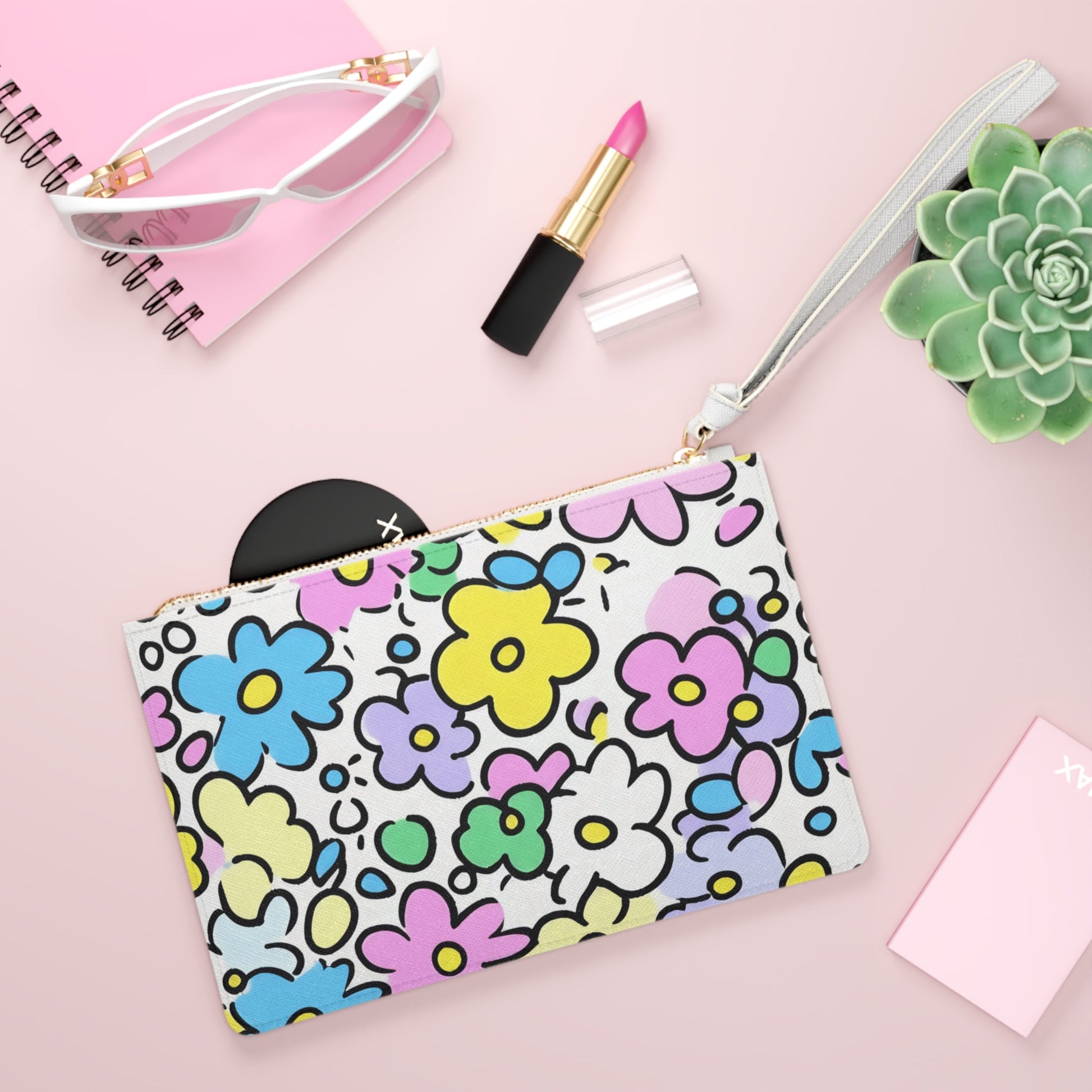 Colorful Floral Wristlet Clutch Bag, Artsulli - Art is Long, Life is Short, Bags, , , , , , , 