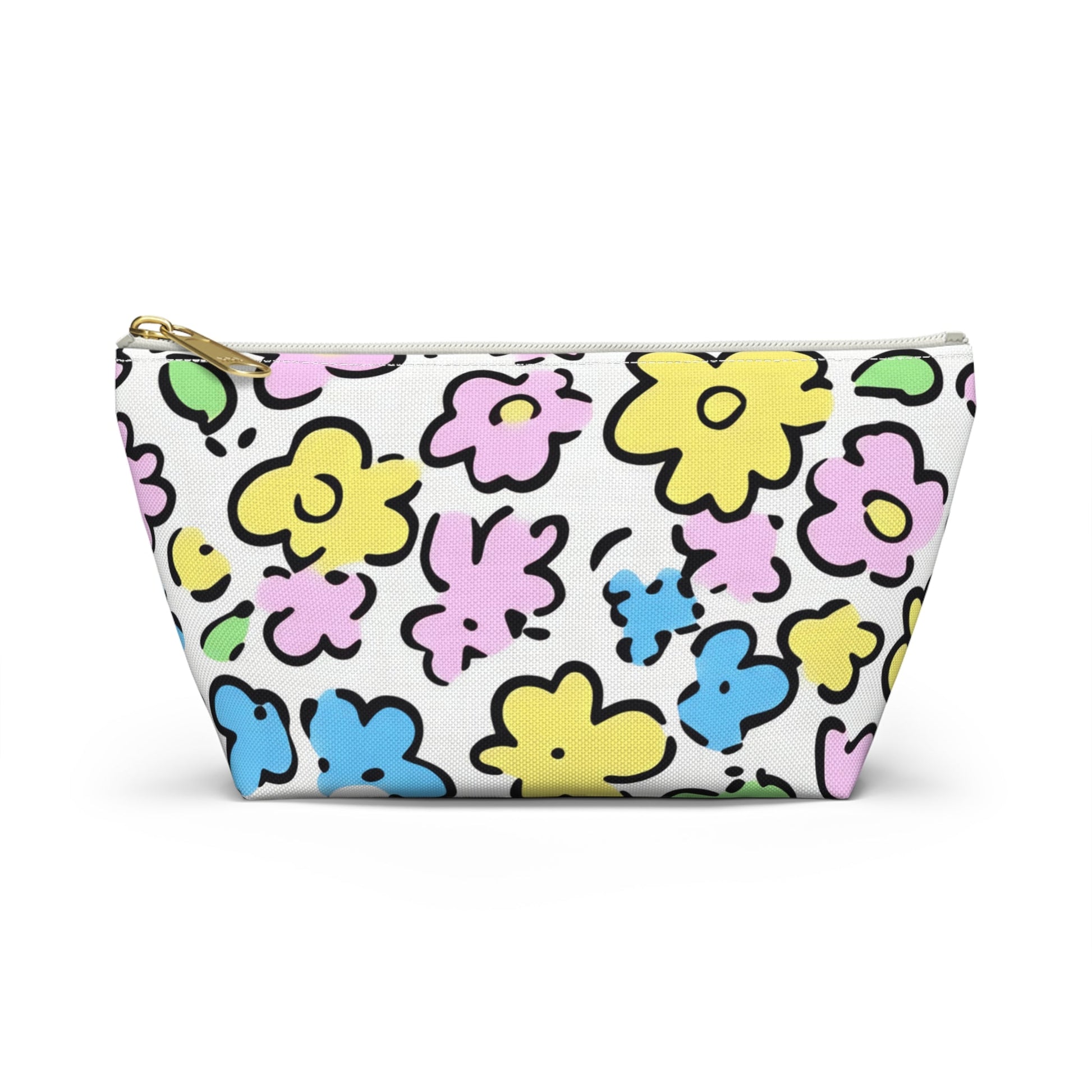 Colorful Floral Zipper Pouch, Artsulli - Art is Long, Life is Short, Bags, Size, Small, Color, White zipper, , , 32678457581676457163