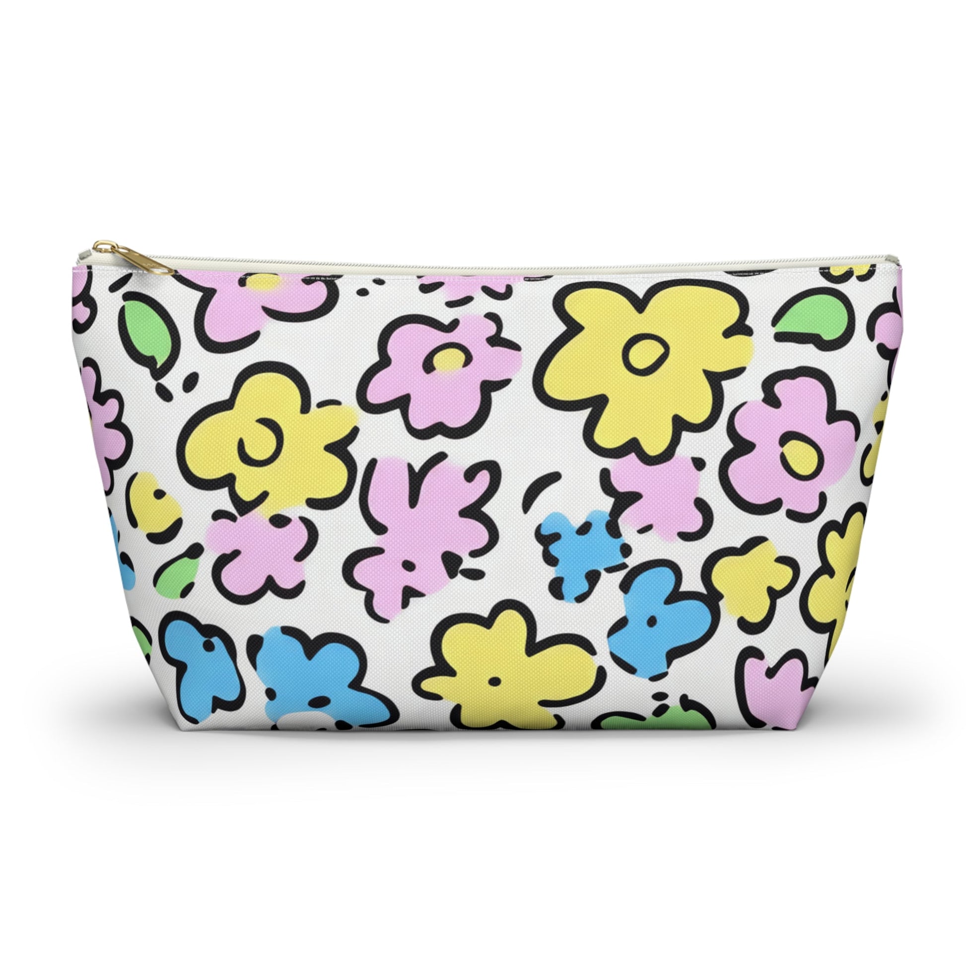 Colorful Floral Zipper Pouch, Artsulli - Art is Long, Life is Short, Bags, Size, Large, Color, White zipper, , , 85575670017936833923