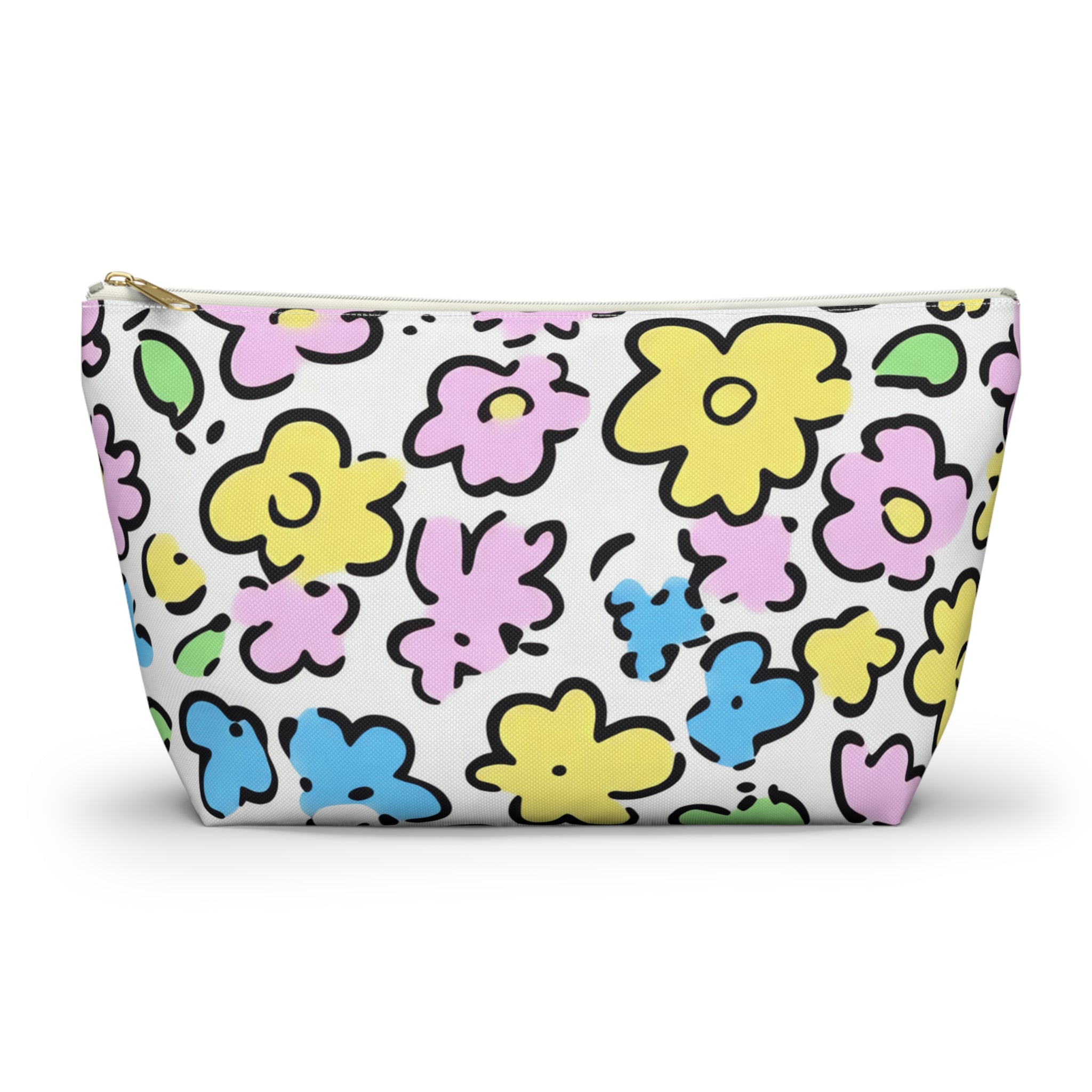 Colorful Floral Zipper Pouch, Artsulli - Art is Long, Life is Short, Bags, Size, Large, Color, White zipper, , , 85575670017936833923