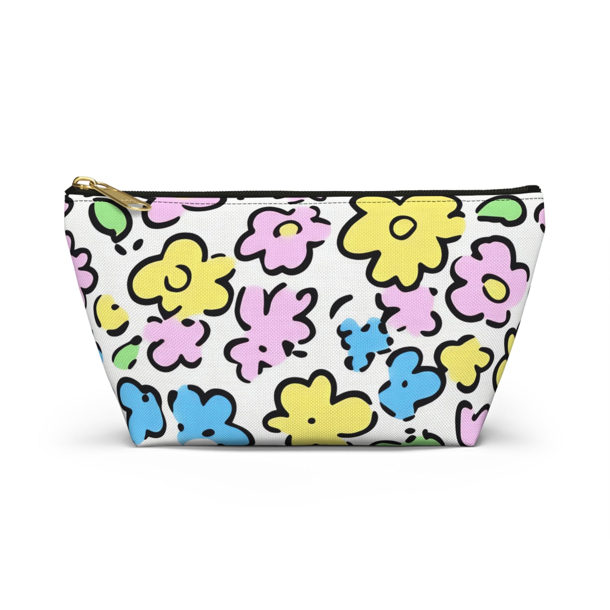 Colorful Floral Zipper Pouch, Artsulli - Art is Long, Life is Short, Bags, Size, Small, Color, Black zipper, , , 24460858972647438269
