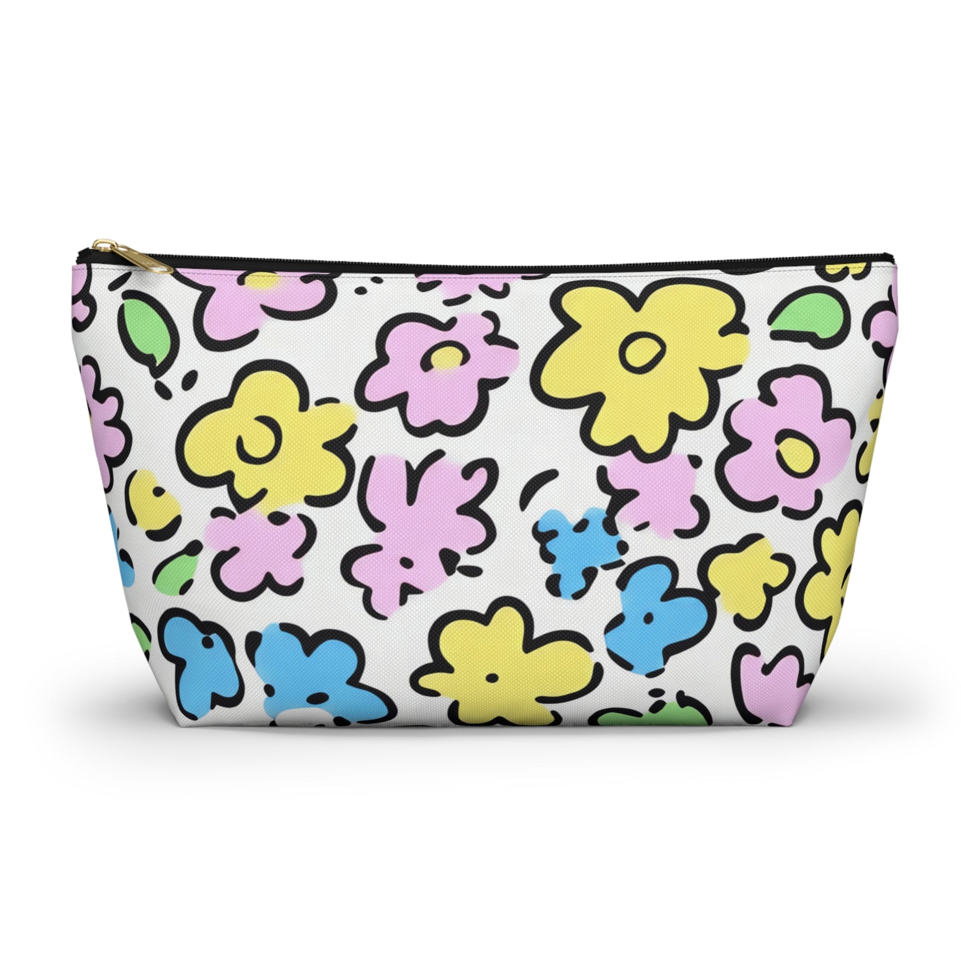 Colorful Floral Zipper Pouch, Artsulli - Art is Long, Life is Short, Bags, Size, Large, Color, Black zipper, , , 61241944312810806804