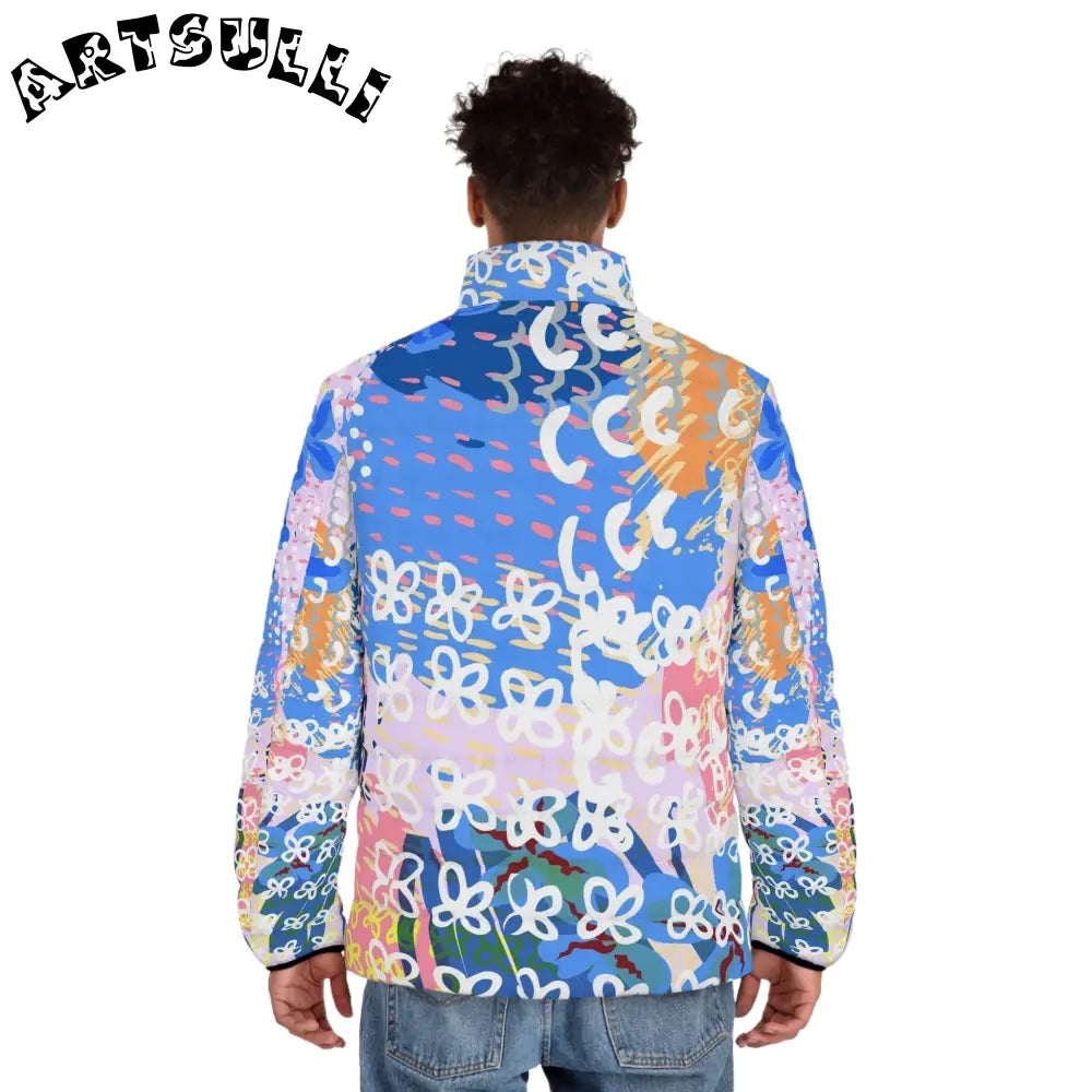 Colorful Flowers x Doodles Puffer Jacket, Artsulli - Art is Long, Life is Short, All Over Prints, , , , , , , 
