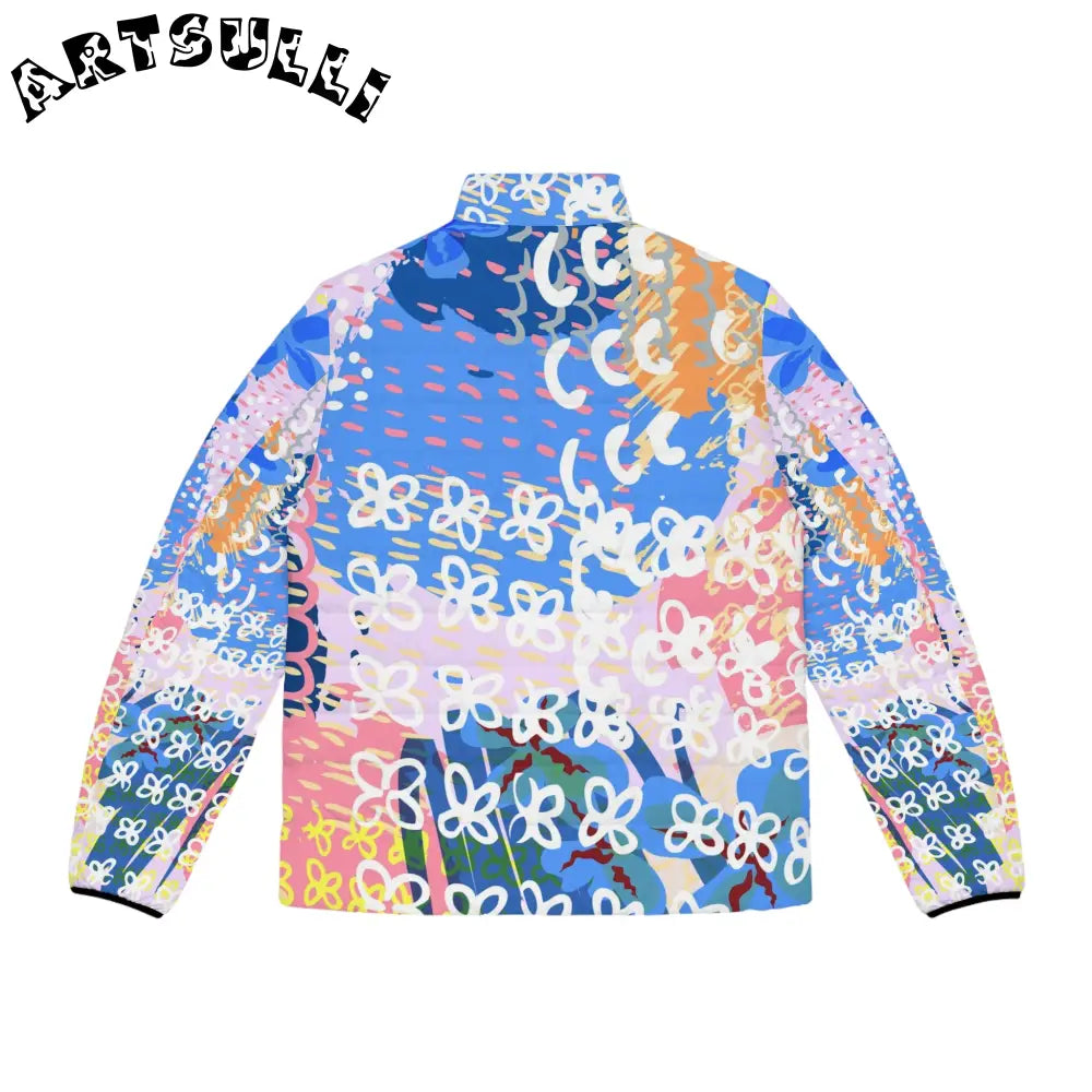 Colorful Flowers x Doodles Puffer Jacket, Artsulli - Art is Long, Life is Short, All Over Prints, , , , , , , 
