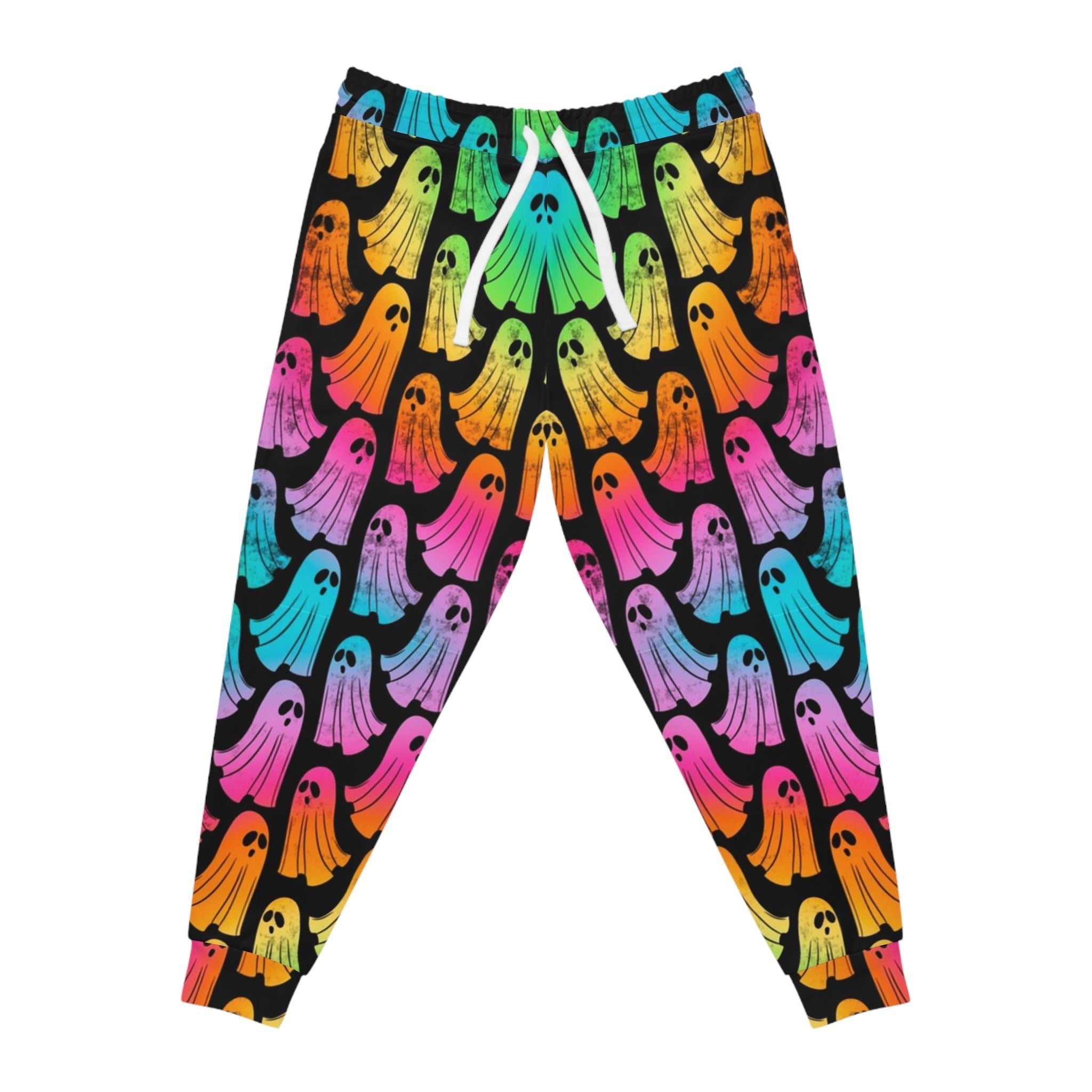 Colorful Ghost Joggers, Artsulli - Art is Long, Life is Short, All Over Prints, Size, S, Color, Seam thread color automatically matched to design, , , 18329458160623248459