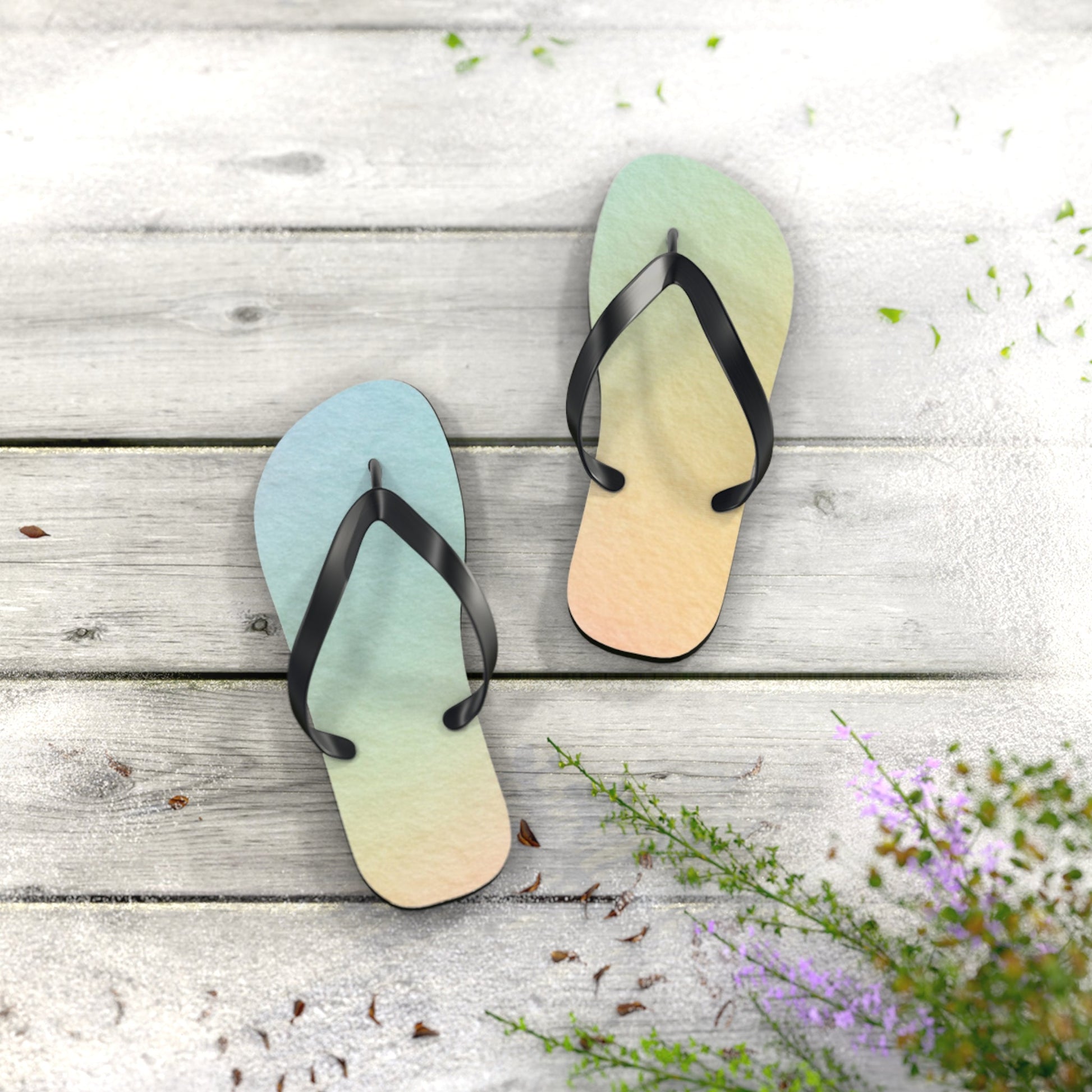 Colorful Gradient Flip Flops, Artsulli - Art is Long, Life is Short, Shoes, , , , , , , 