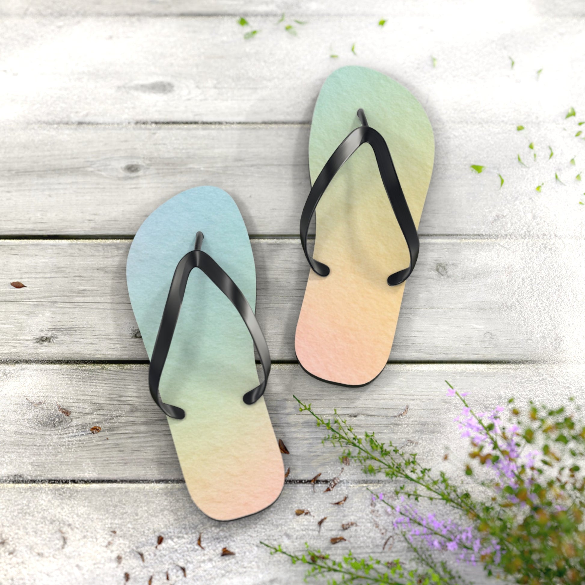 Colorful Gradient Flip Flops, Artsulli - Art is Long, Life is Short, Shoes, , , , , , , 