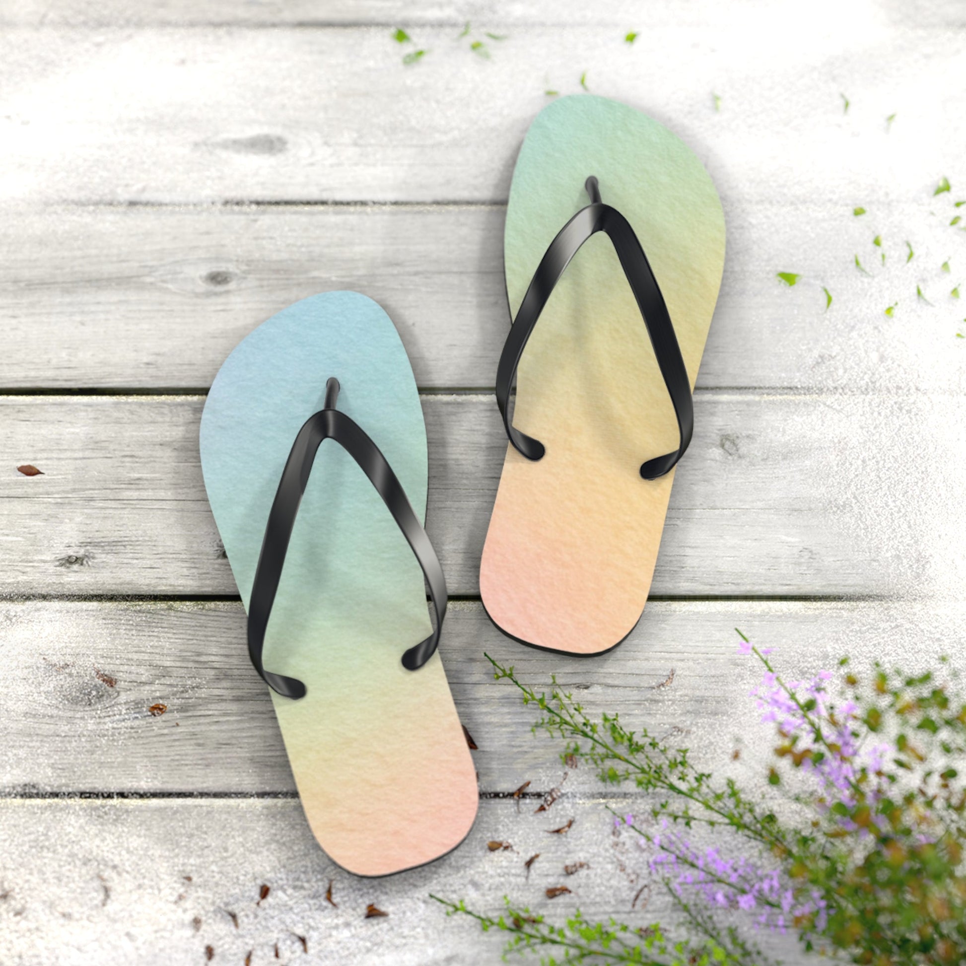 Colorful Gradient Flip Flops, Artsulli - Art is Long, Life is Short, Shoes, , , , , , , 