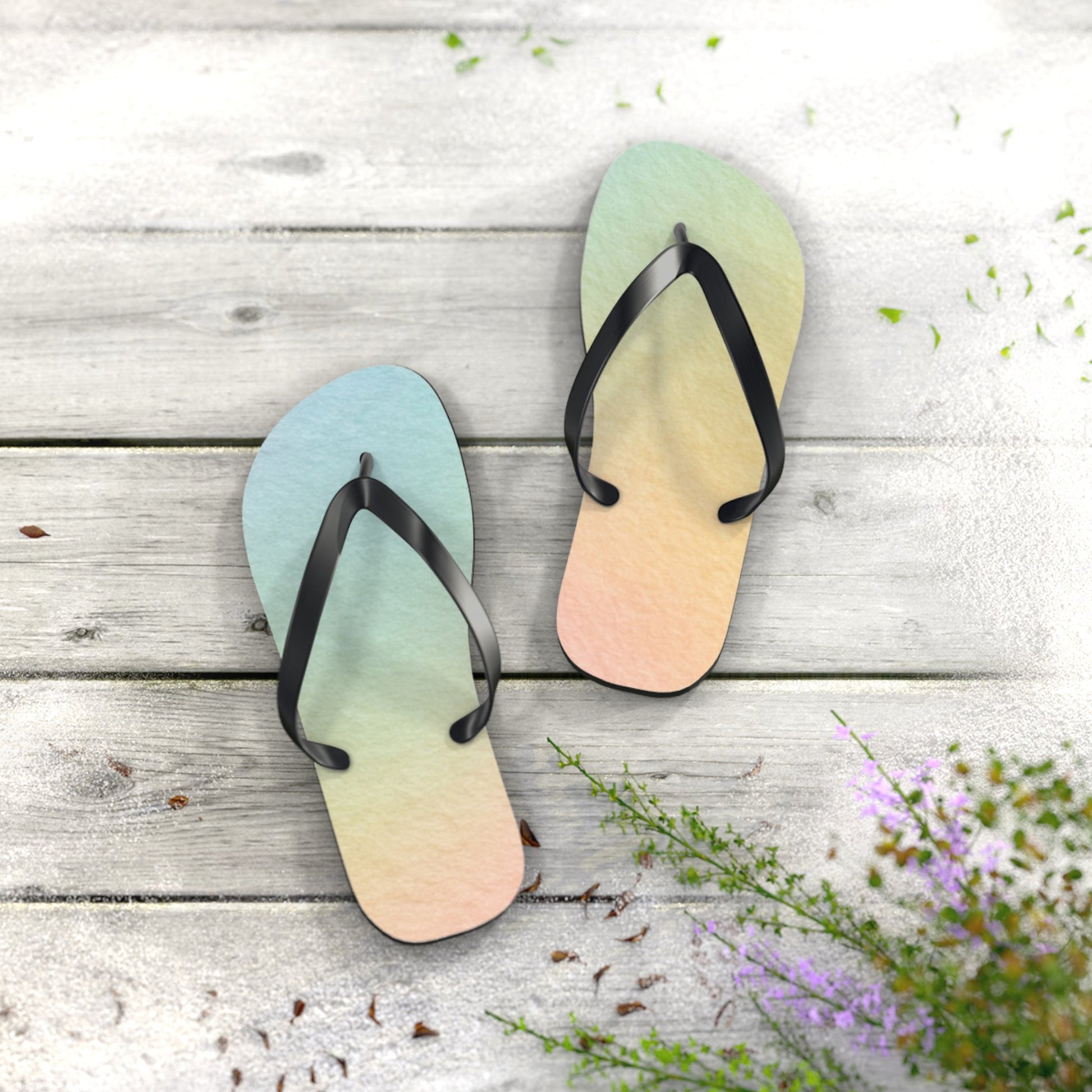 Colorful Gradient Flip Flops, Artsulli - Art is Long, Life is Short, Shoes, , , , , , , 