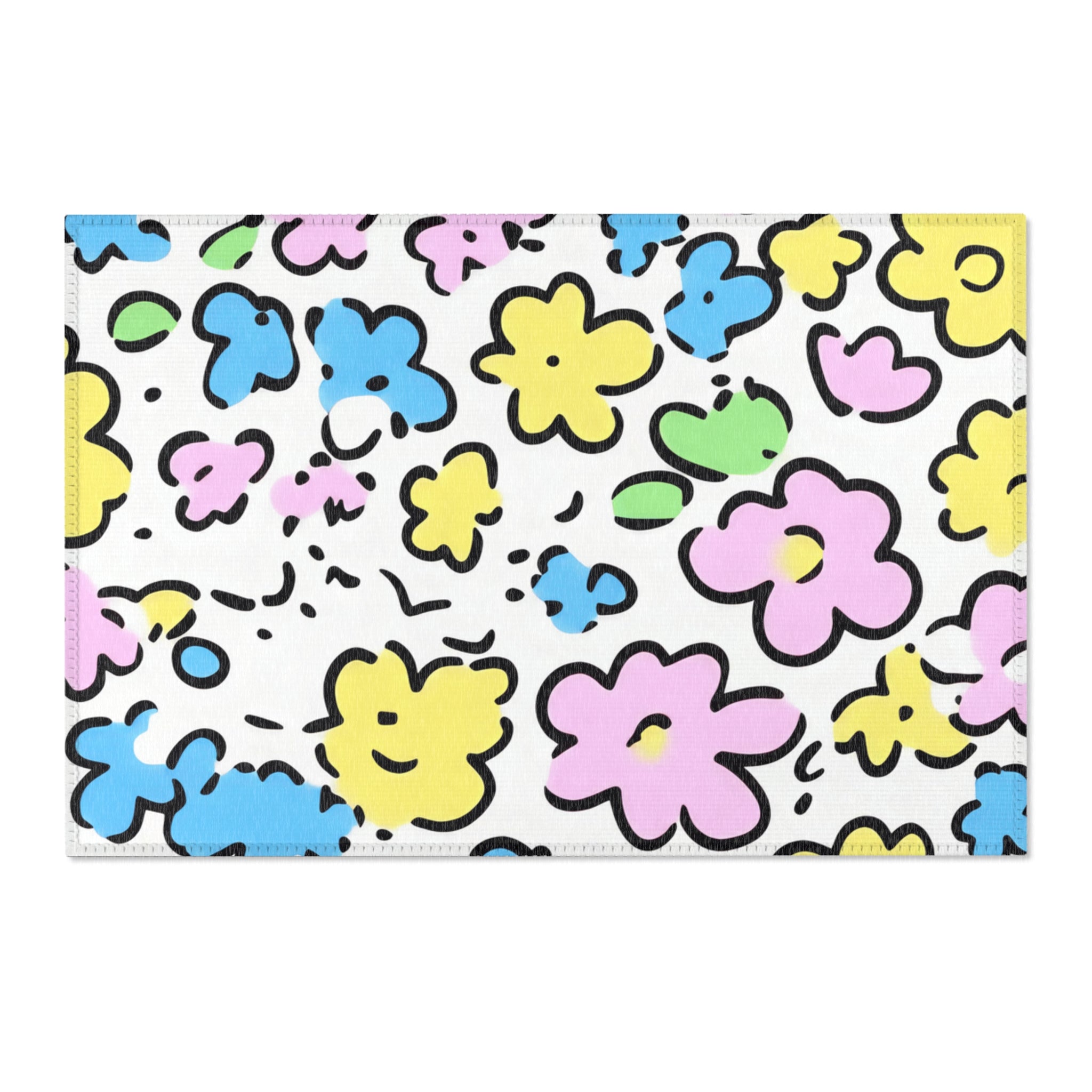 Colorful Hand-Drawn Floral Area Rug, Artsulli - Art is Long, Life is Short, Home Decor, Size, 36" × 24", , , , , 32454768177630159780