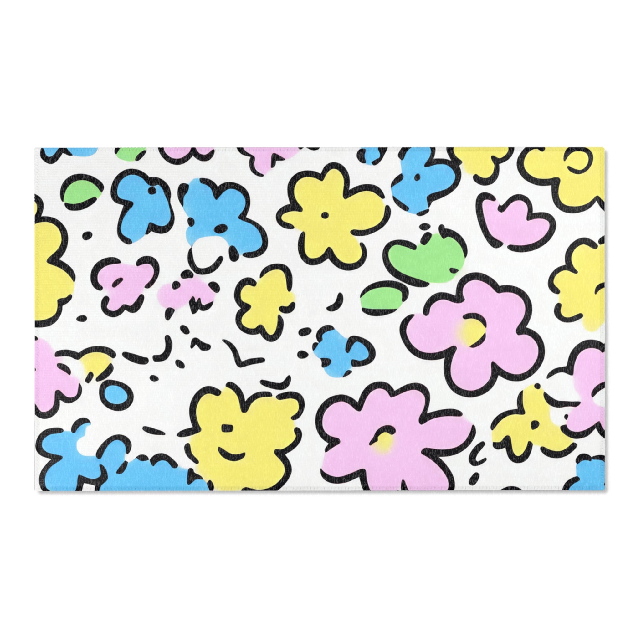 Colorful Hand-Drawn Floral Area Rug, Artsulli - Art is Long, Life is Short, Home Decor, Size, 60" × 36", , , , , 80788158142025208302