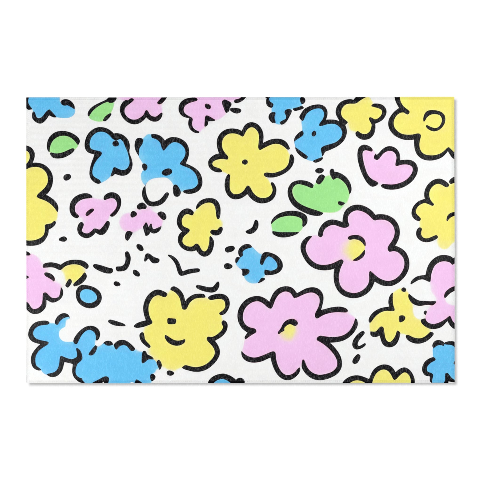 Colorful Hand-Drawn Floral Area Rug, Artsulli - Art is Long, Life is Short, Home Decor, Size, 72" × 48", , , , , 85614219518120498530