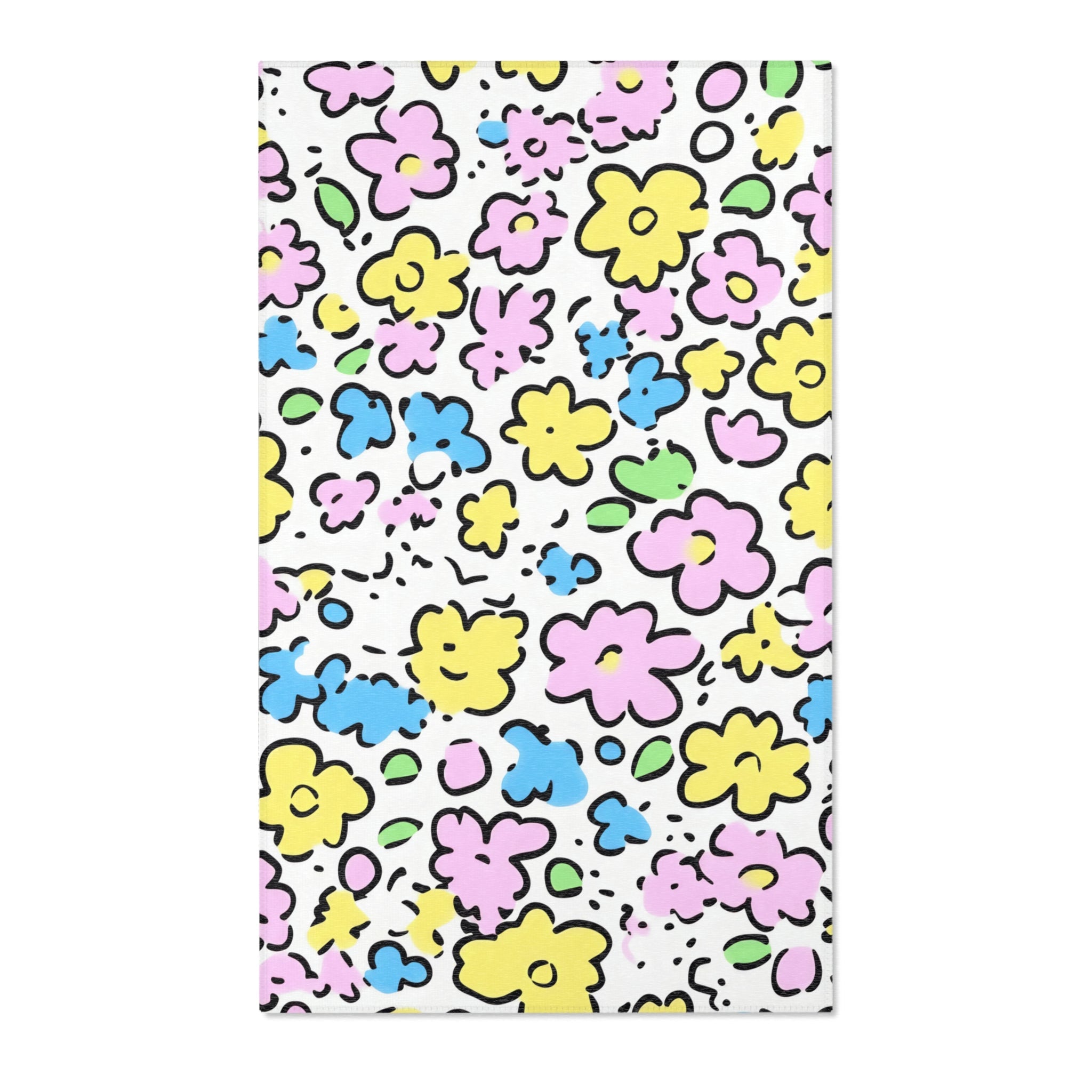 Colorful Hand-Drawn Floral Area Rug, Artsulli - Art is Long, Life is Short, Home Decor, Size, 36" × 60", , , , , 11010732256756141044