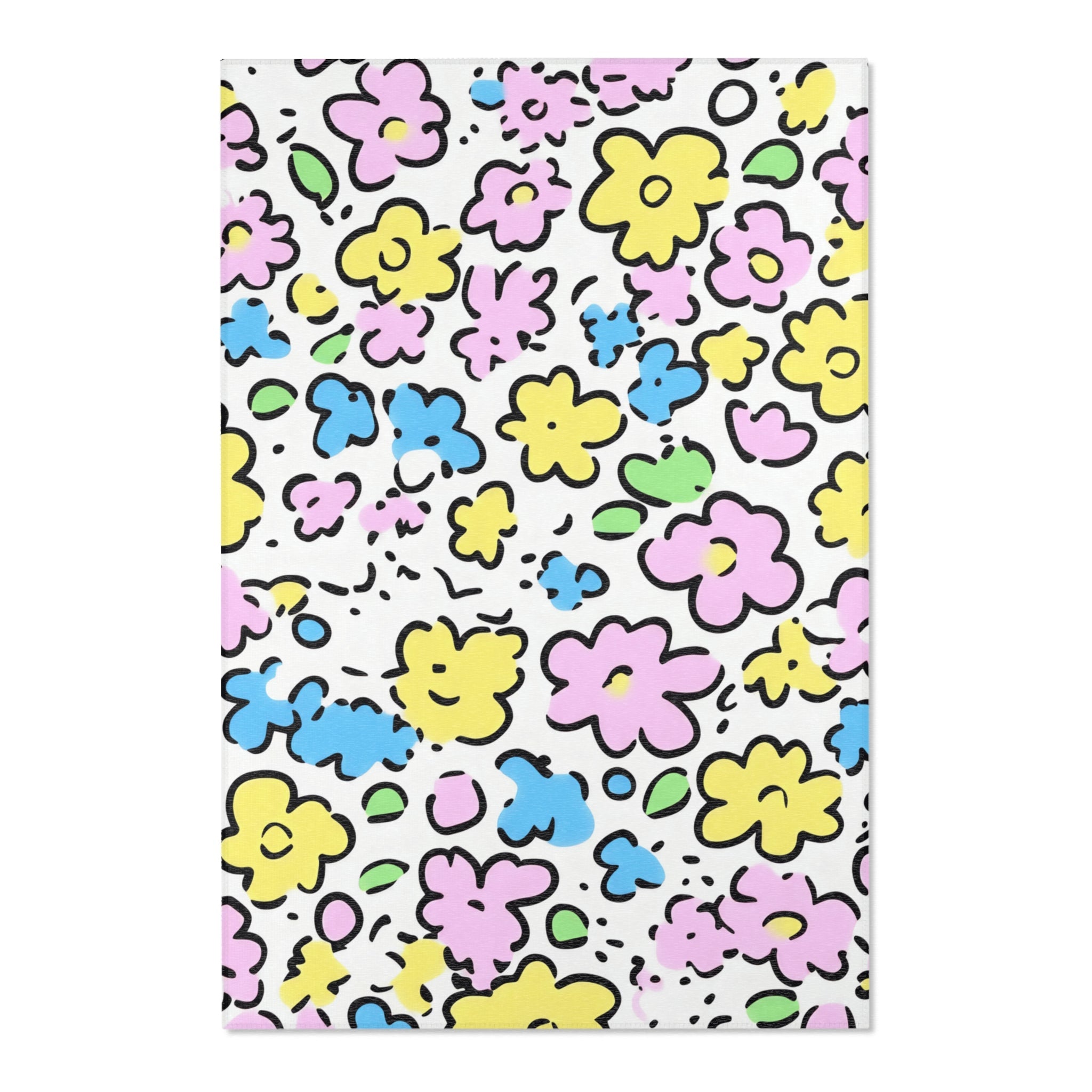 Colorful Hand-Drawn Floral Area Rug, Artsulli - Art is Long, Life is Short, Home Decor, Size, 48" × 72", , , , , 33785243798813497083