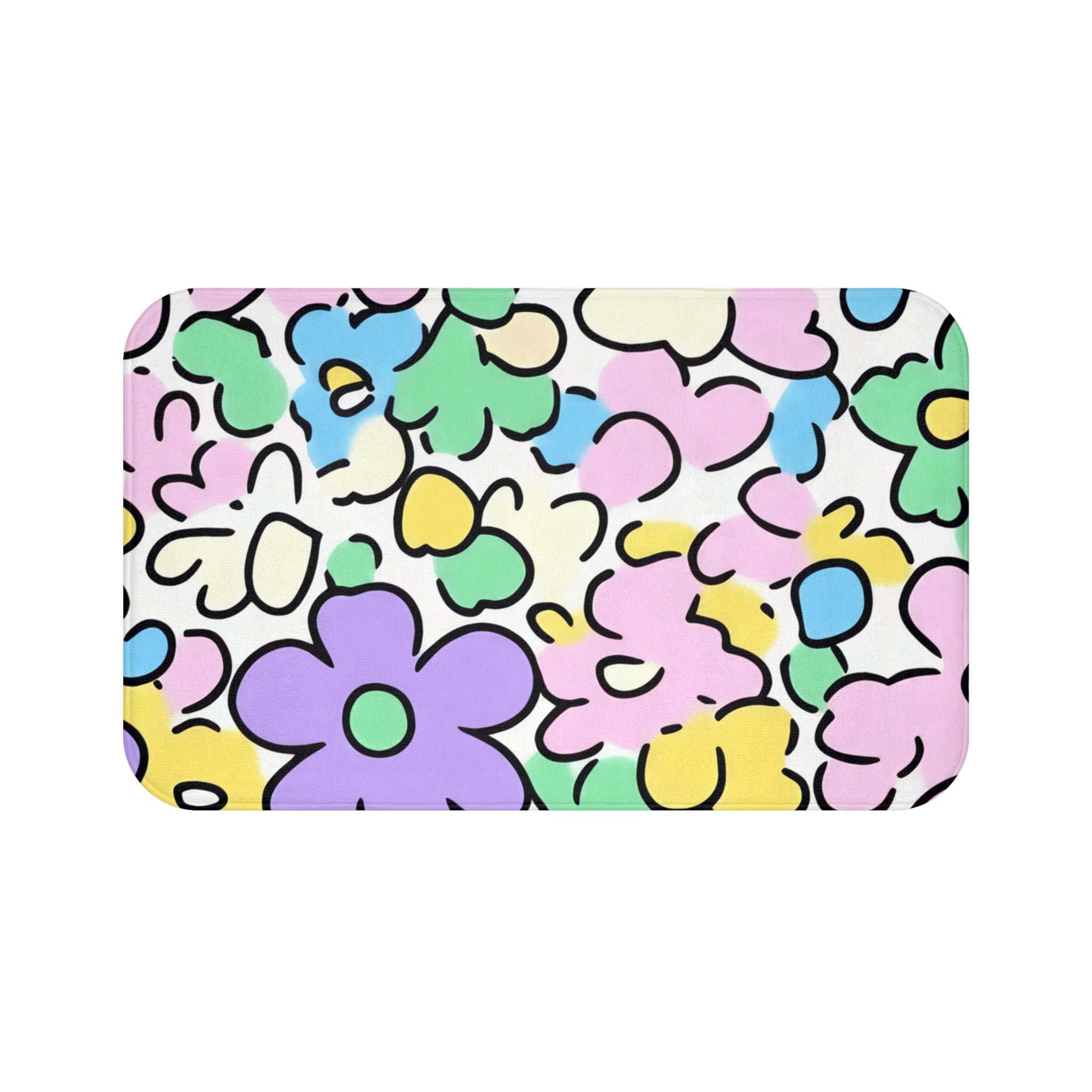Printify Colorful Hand Drawn Floral Bath Mat 2025
