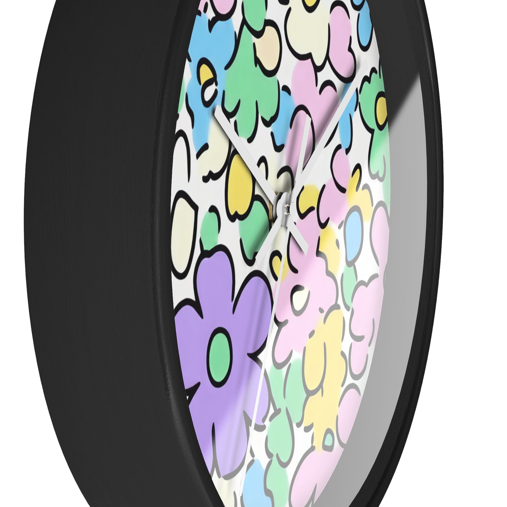Colorful Hand Drawn Floral Wall Clock, Artsulli - Art is Long, Life is Short, Home Decor, , , , , , , 