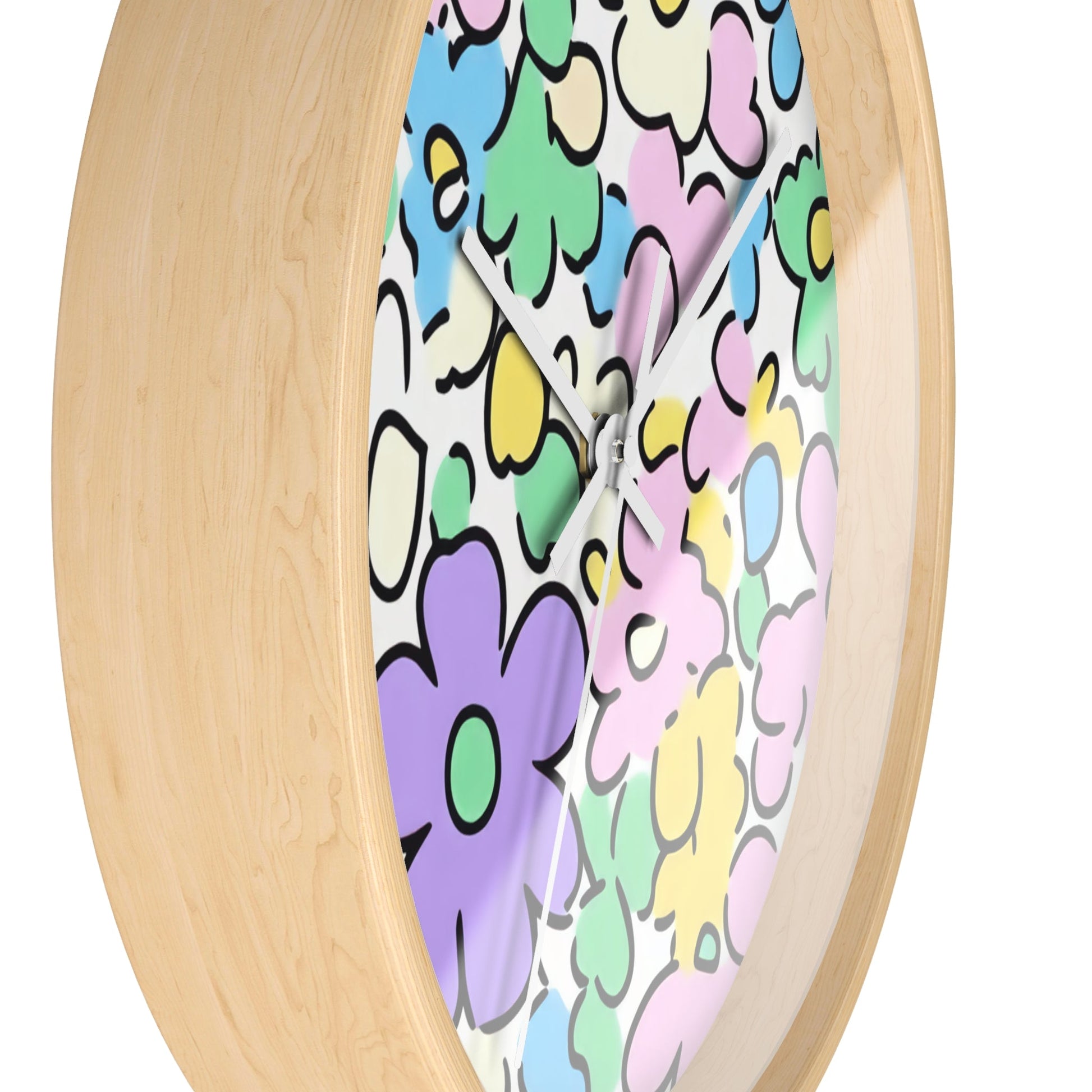 Colorful Hand Drawn Floral Wall Clock, Artsulli - Art is Long, Life is Short, Home Decor, , , , , , , 
