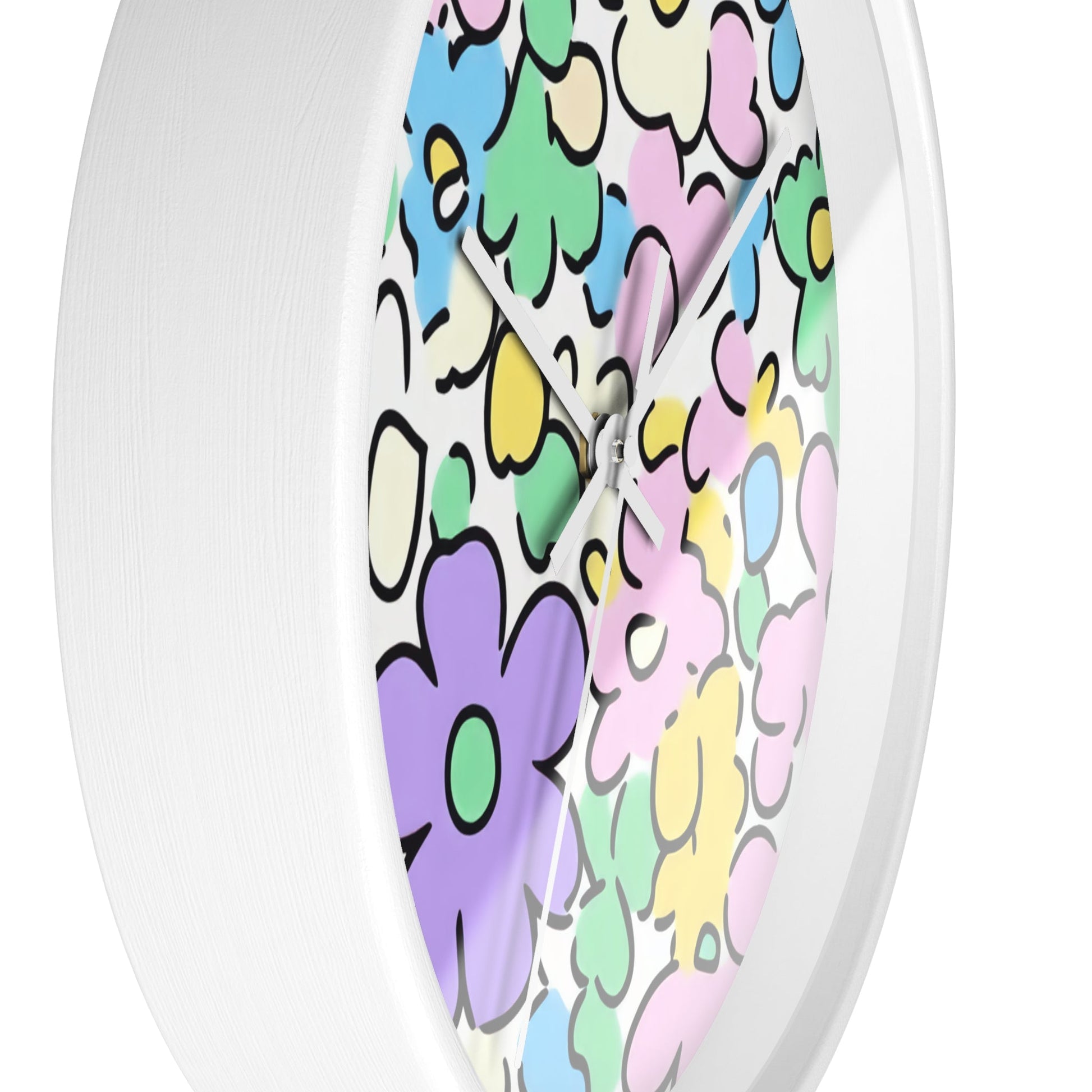 Colorful Hand Drawn Floral Wall Clock, Artsulli - Art is Long, Life is Short, Home Decor, , , , , , , 