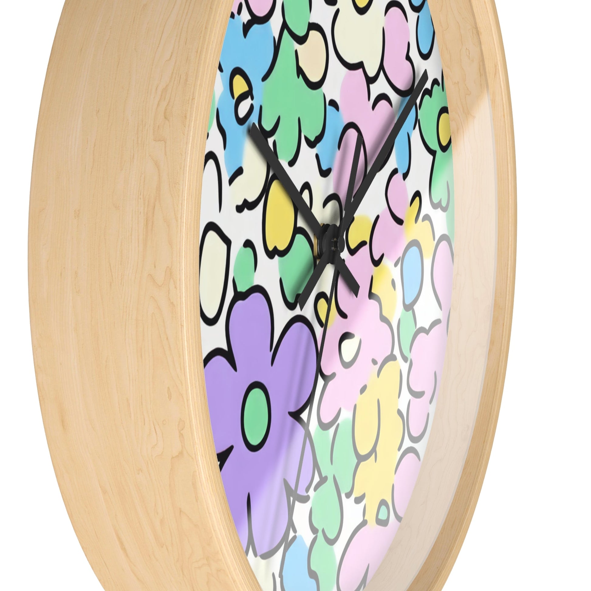 Colorful Hand Drawn Floral Wall Clock, Artsulli - Art is Long, Life is Short, Home Decor, , , , , , , 