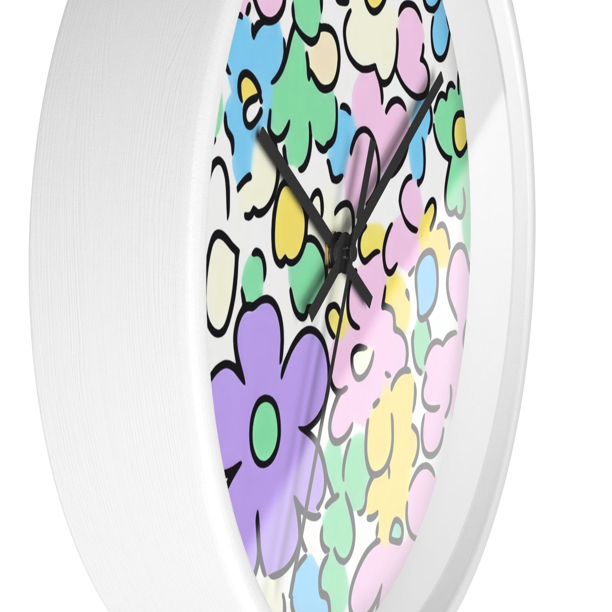 Colorful Hand Drawn Floral Wall Clock, Artsulli - Art is Long, Life is Short, Home Decor, , , , , , , 