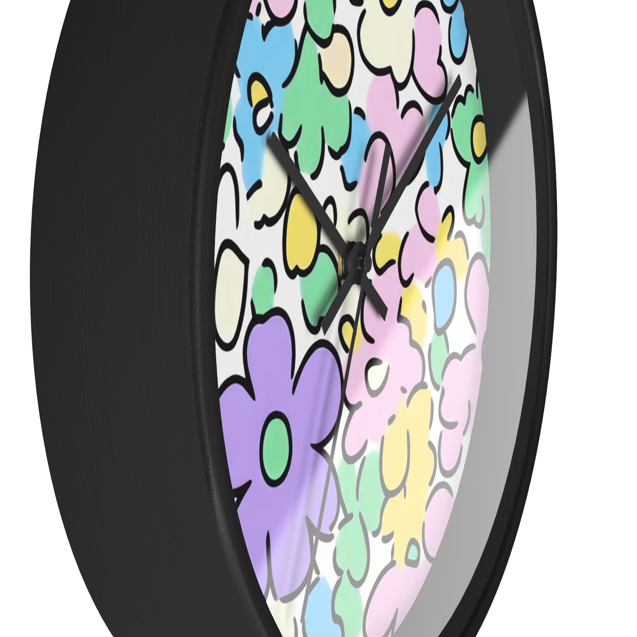 Colorful Hand Drawn Floral Wall Clock, Artsulli - Art is Long, Life is Short, Home Decor, , , , , , , 