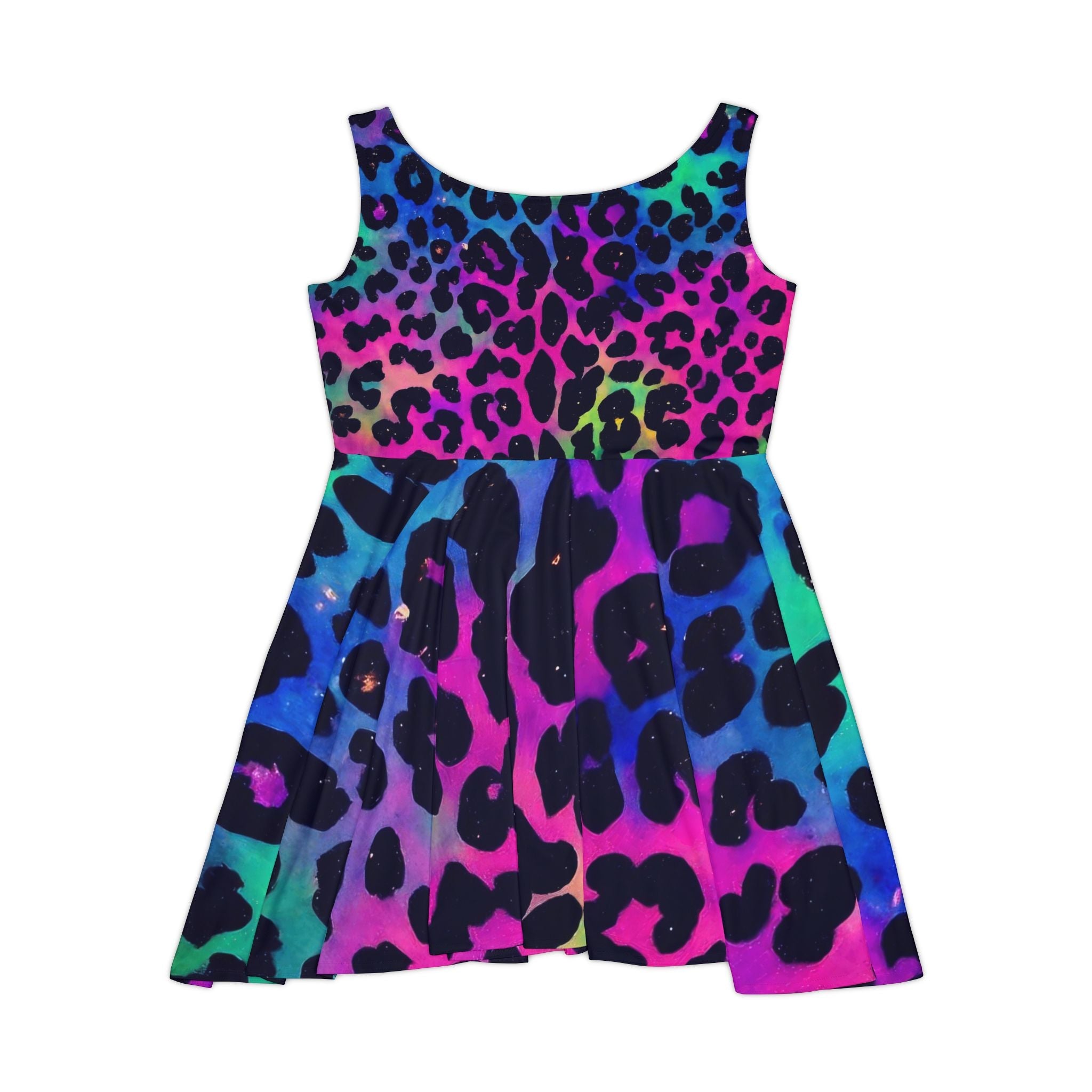Colorful Leopard Print Skater Dress, Artsulli - Art is Long, Life is Short, All Over Prints, , , , , , , 