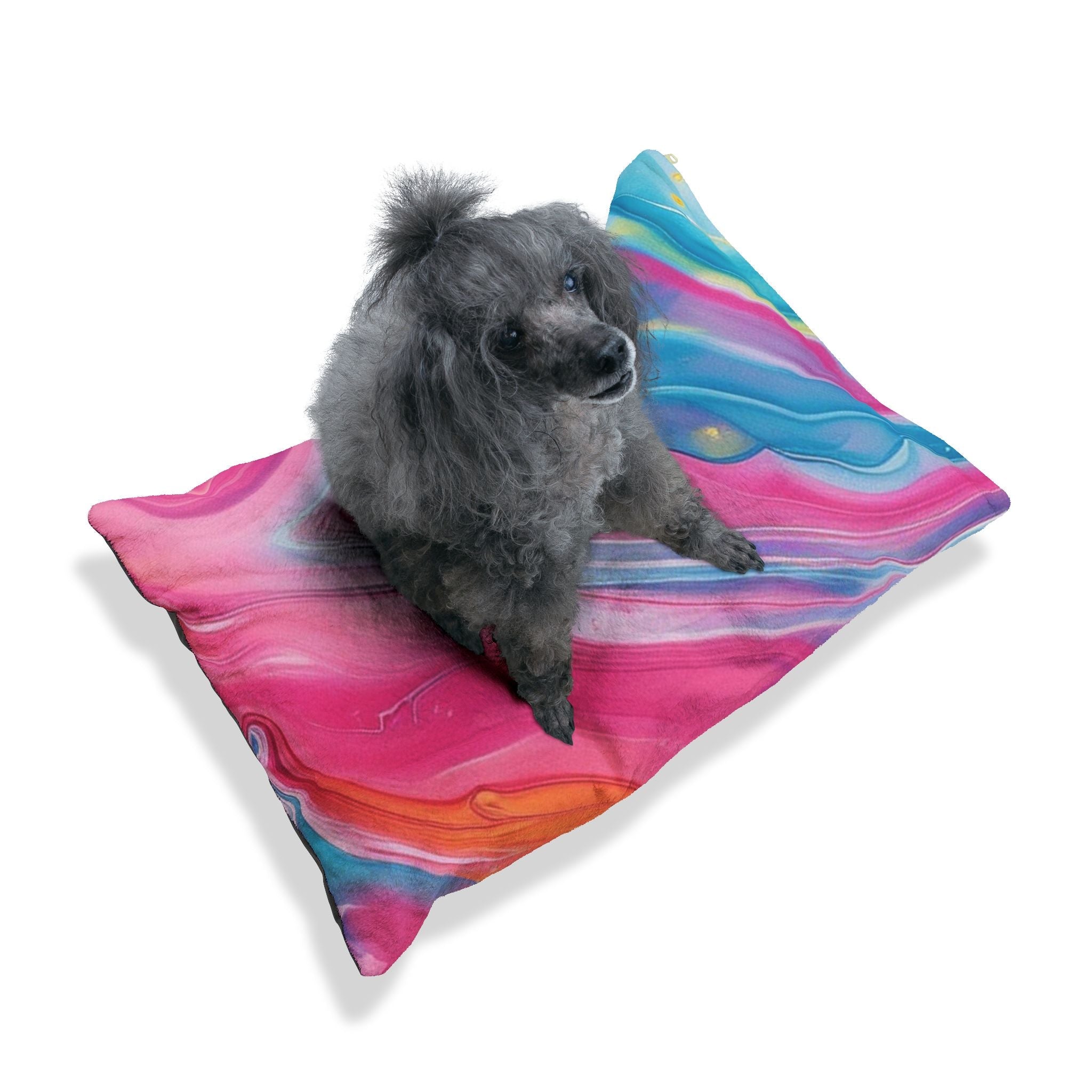 Printify Colorful Marble Fleece Pet Bed 2025