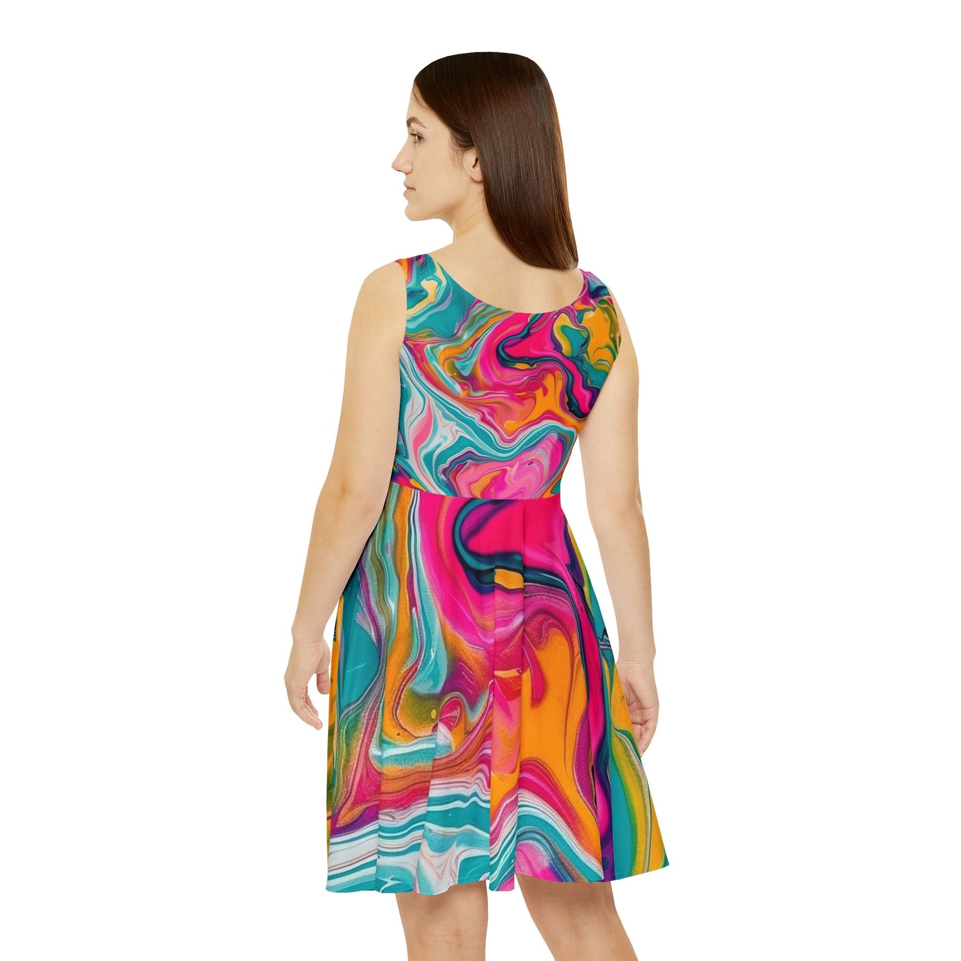 Printify Colorful Marble Skater Dress 2025