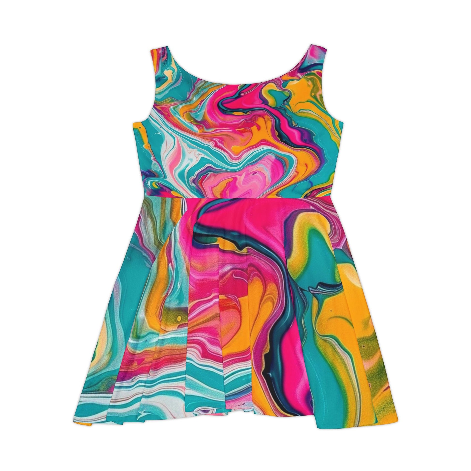 Printify Colorful Marble Skater Dress 2025