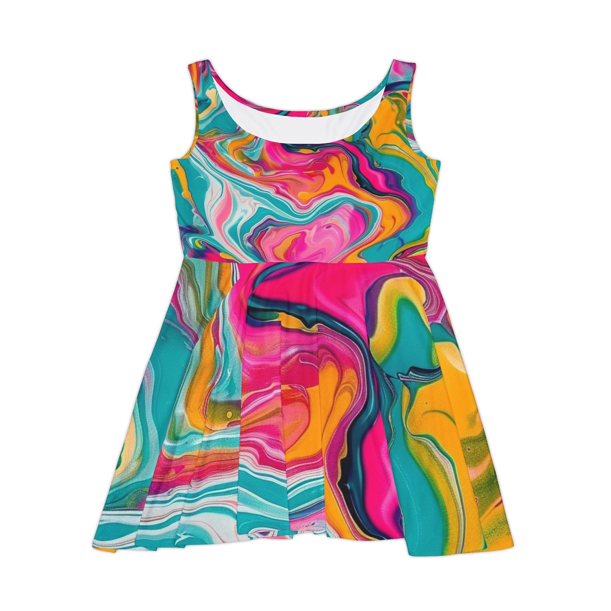 Printify Colorful Marble Skater Dress 2025