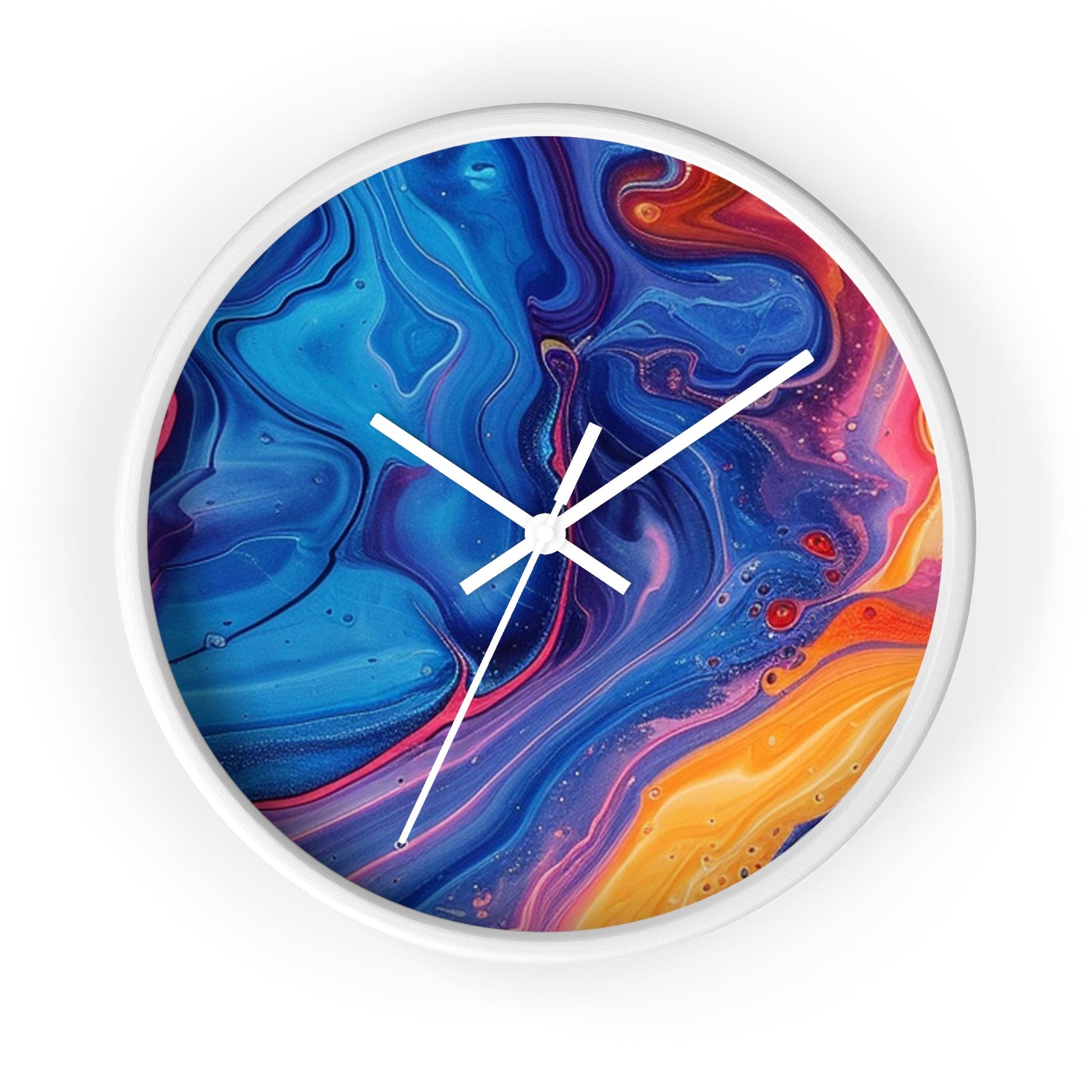 Colorful Marbled Abstract Wall Clock, Artsulli - Art is Long, Life is Short, Home Decor, Color, White Base, Hands, White, Size, 10", 19965297476662166692