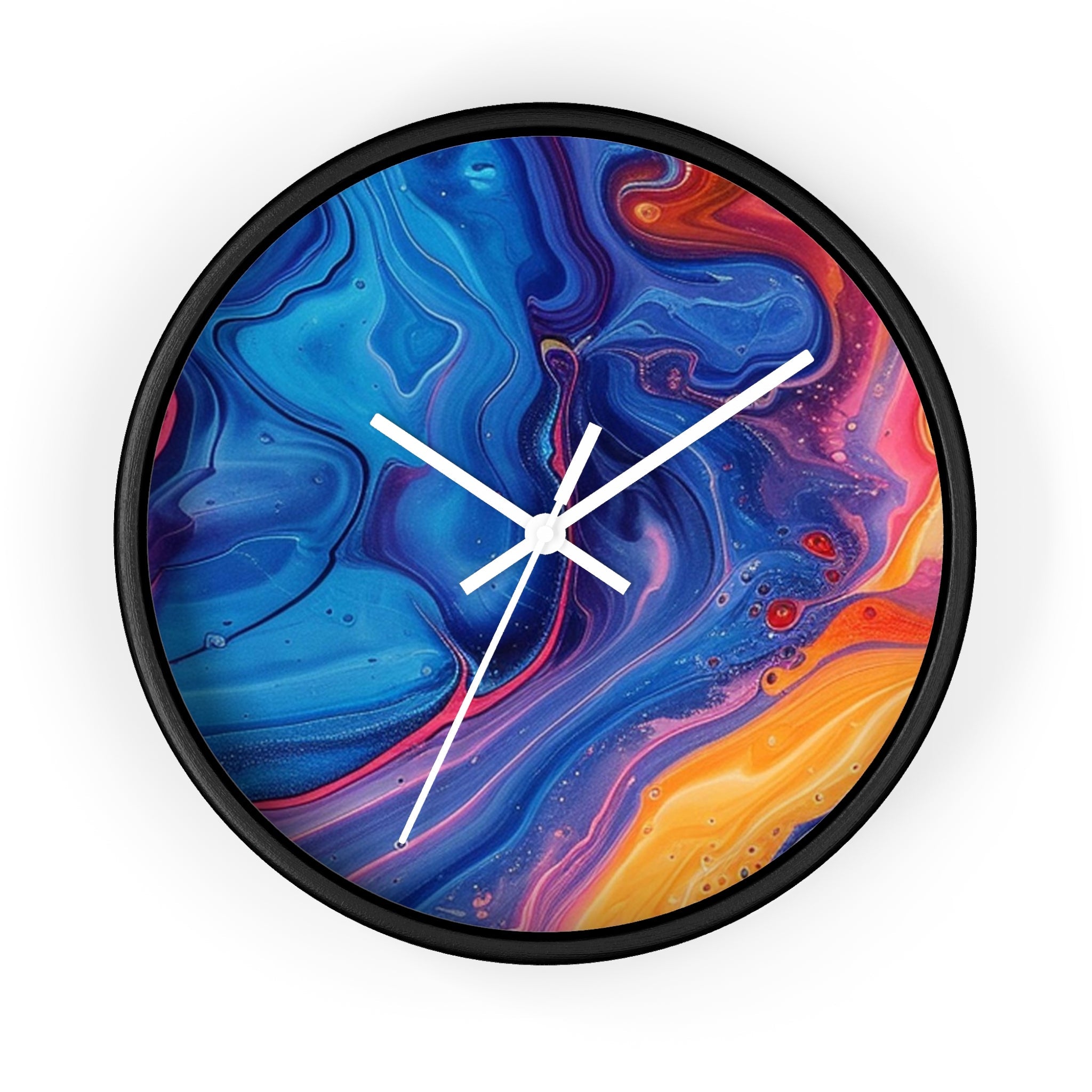 Colorful Marbled Abstract Wall Clock, Artsulli - Art is Long, Life is Short, Home Decor, Color, Black Base, Hands, White, Size, 10", 28548287770495318645