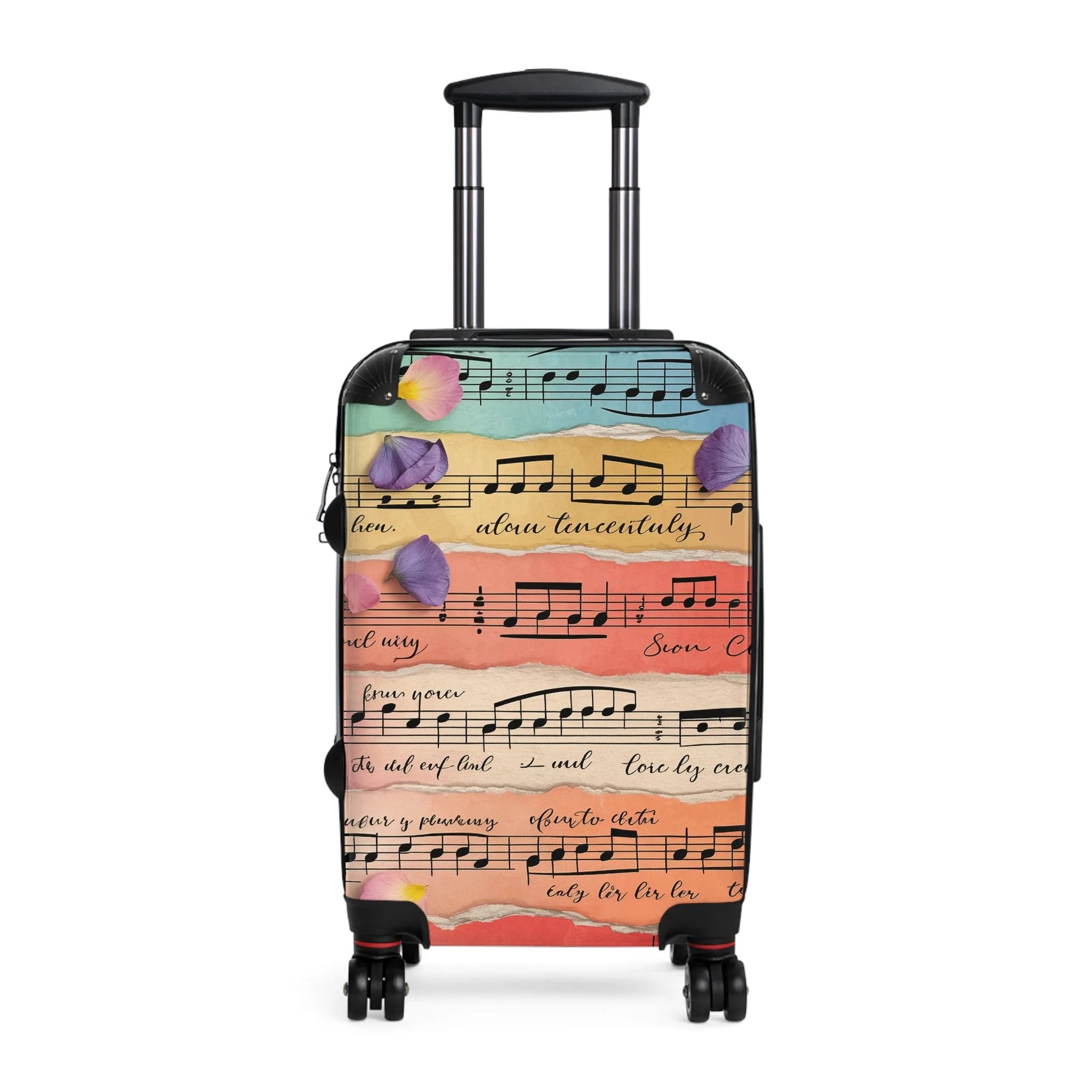 Colorful Music & Floral Suitcase with Adjustable Handle, Artsulli - Art is Long, Life is Short, Bags, Size, Small, Color, Black, , , 18176910756916283778